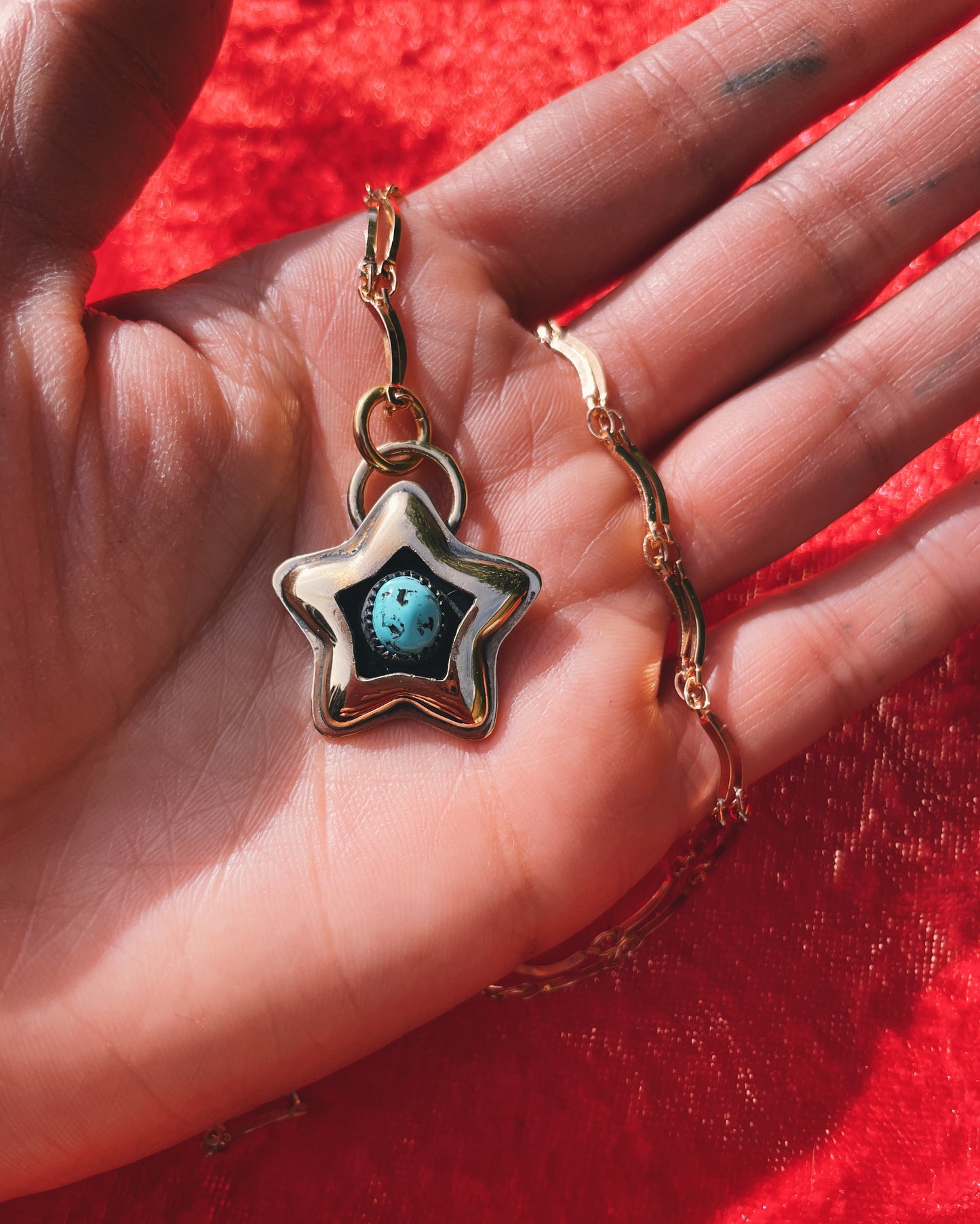 Turquoise Brass Star shadowbox