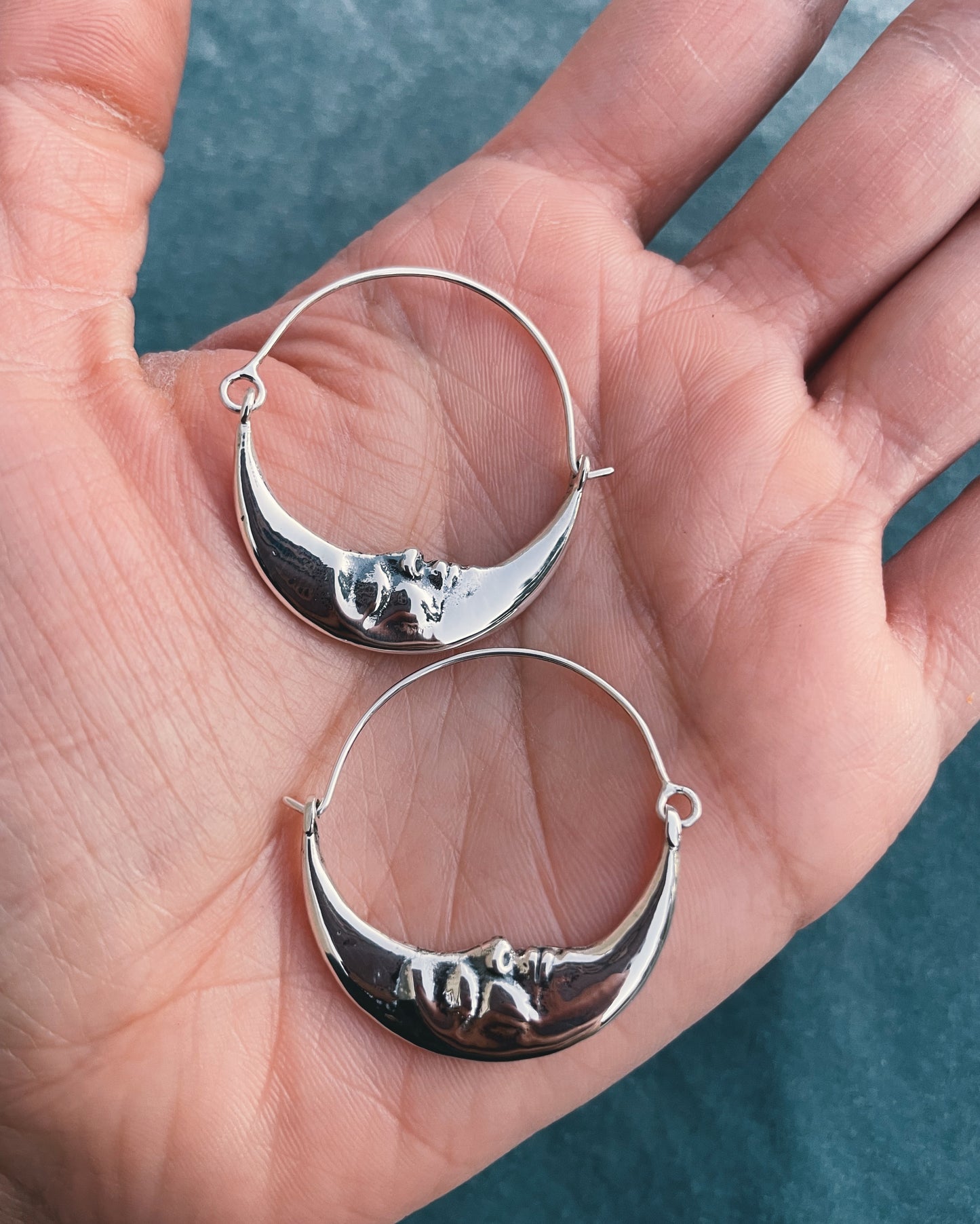 Man in the Moon Hoop Earrings