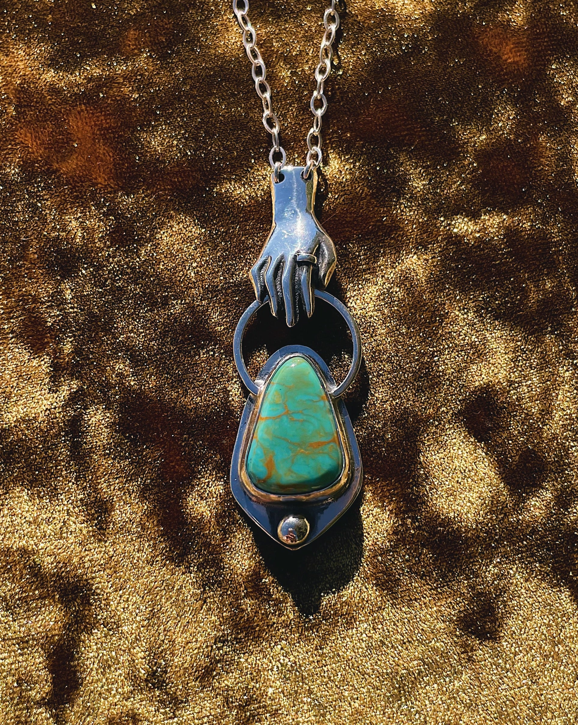 Turquoise Offering hand Necklace – Roadkill Gems