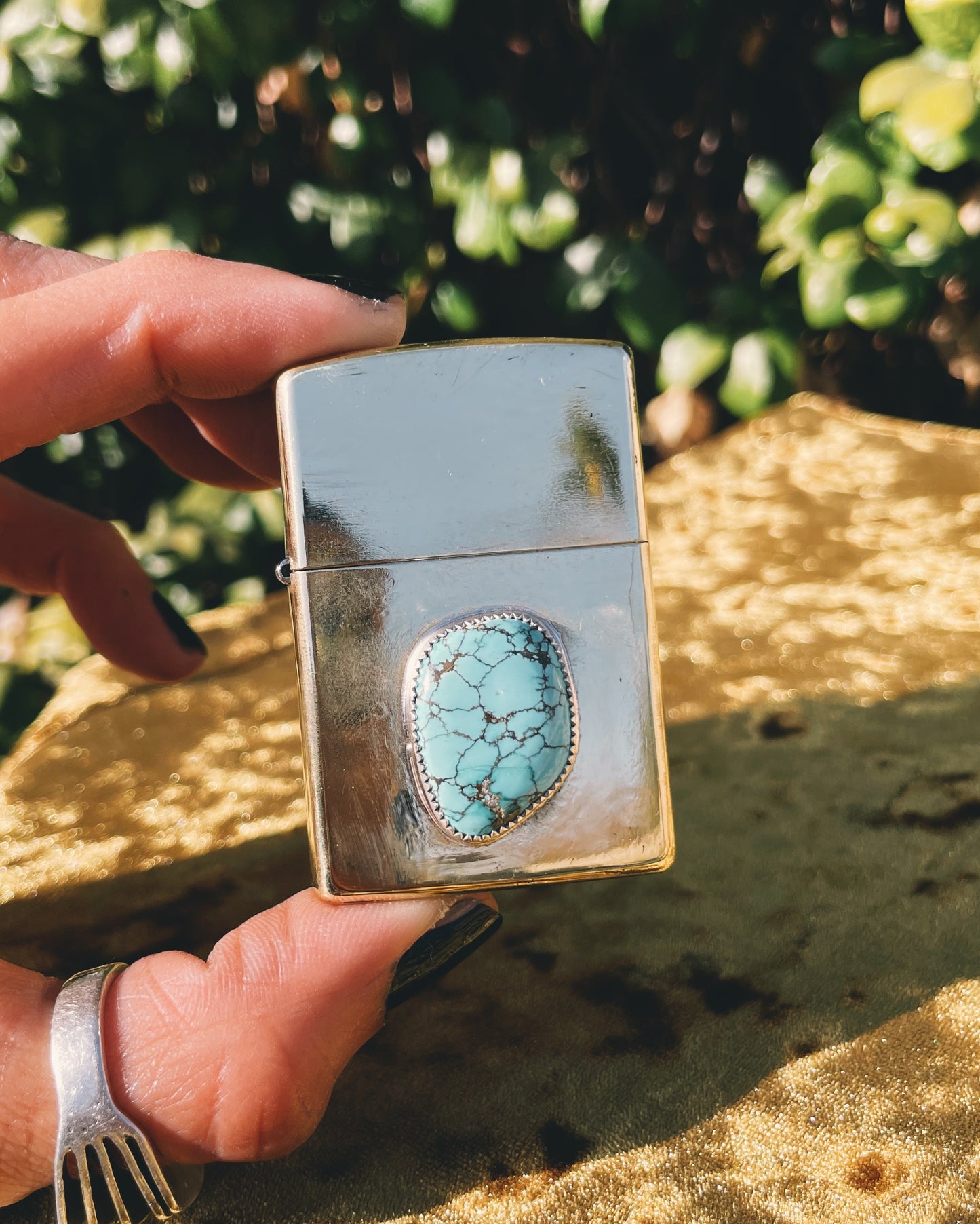 Brass & Turquoise Zippo Lighter