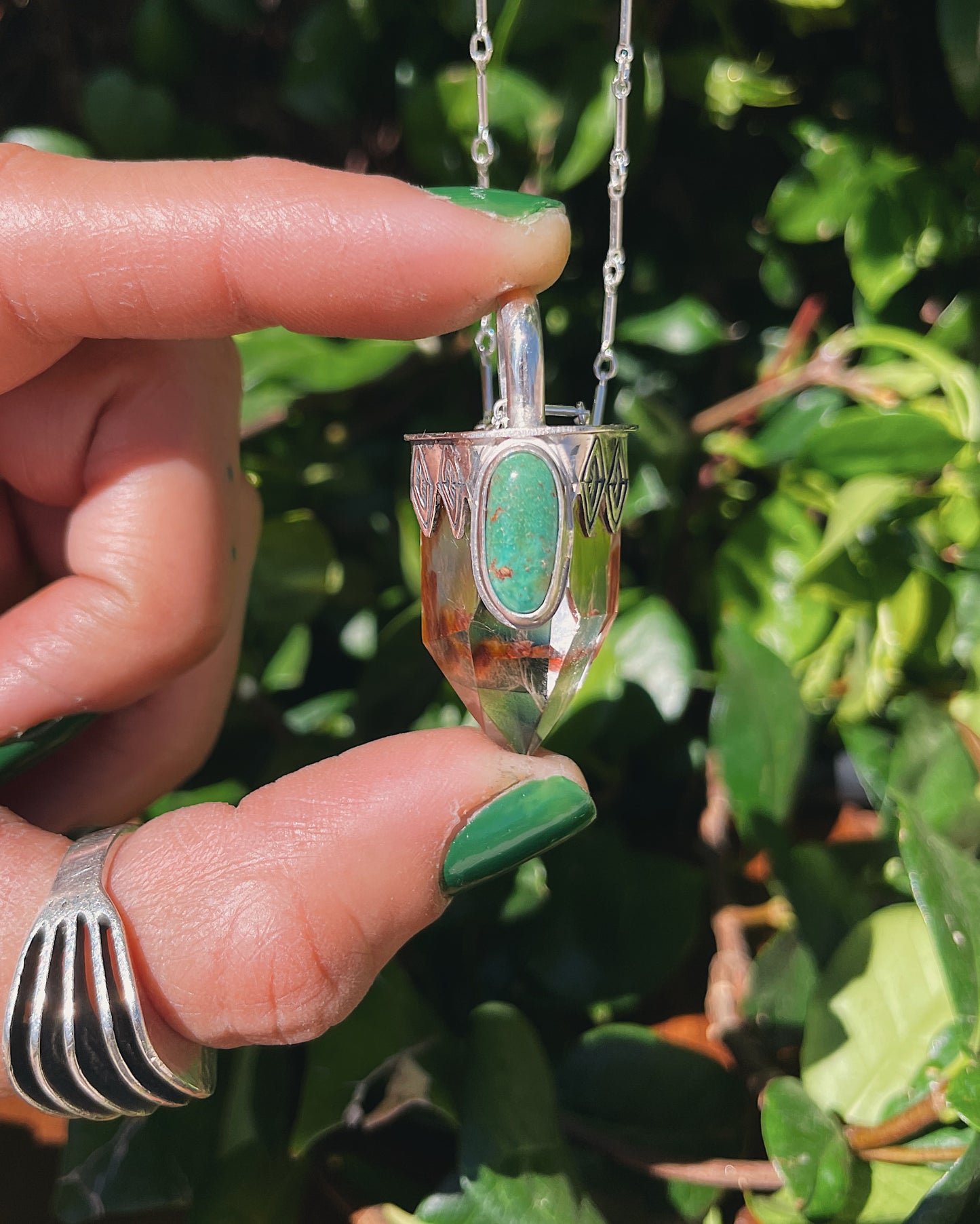 Amphibole & Sonoran Turquoise Talisman