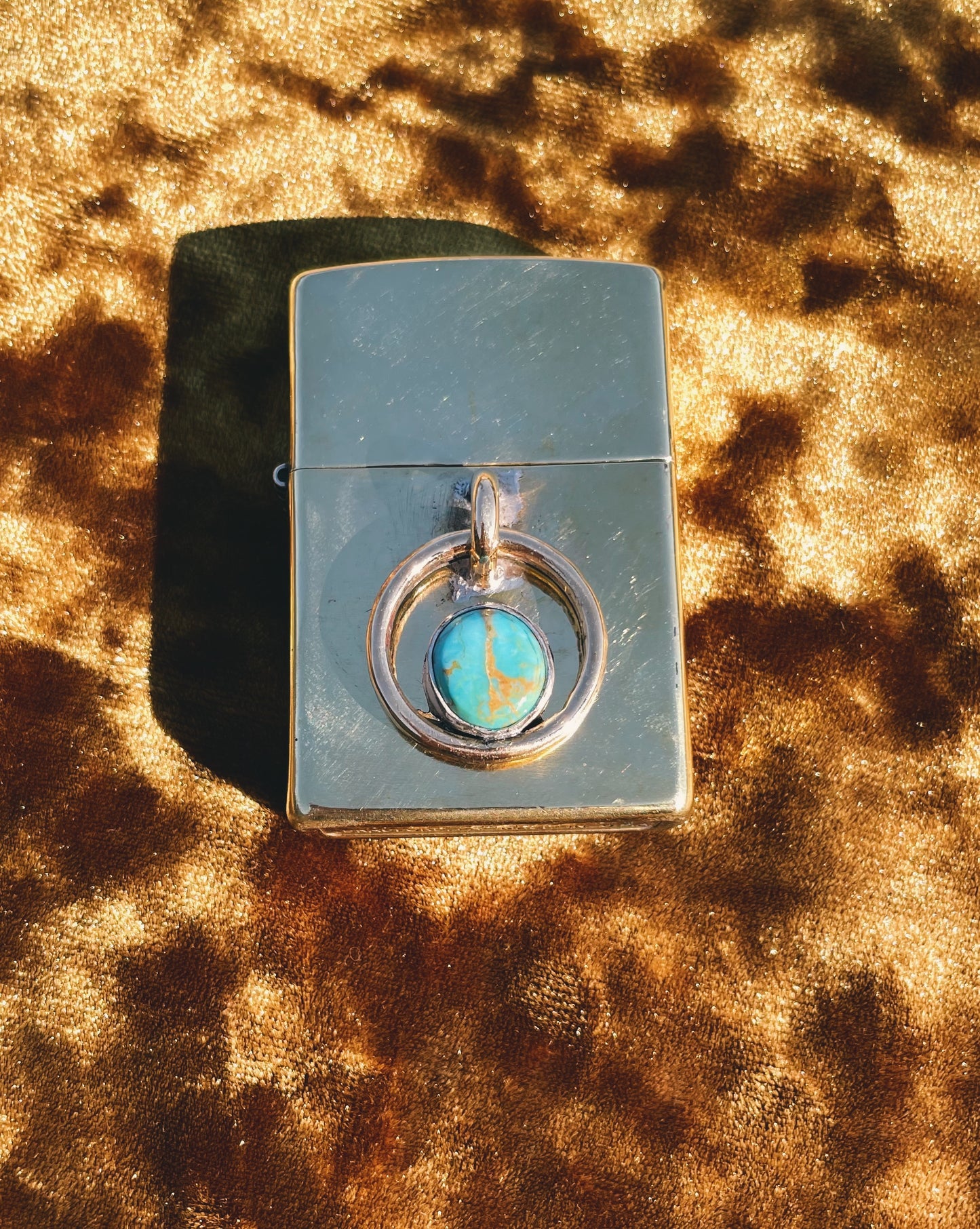 Brass & Turquoise Zippo Lighter