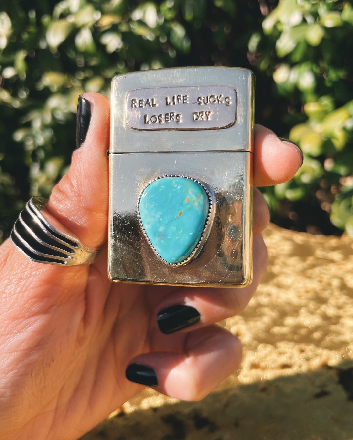 Brass & Turquoise Zippo Lighter