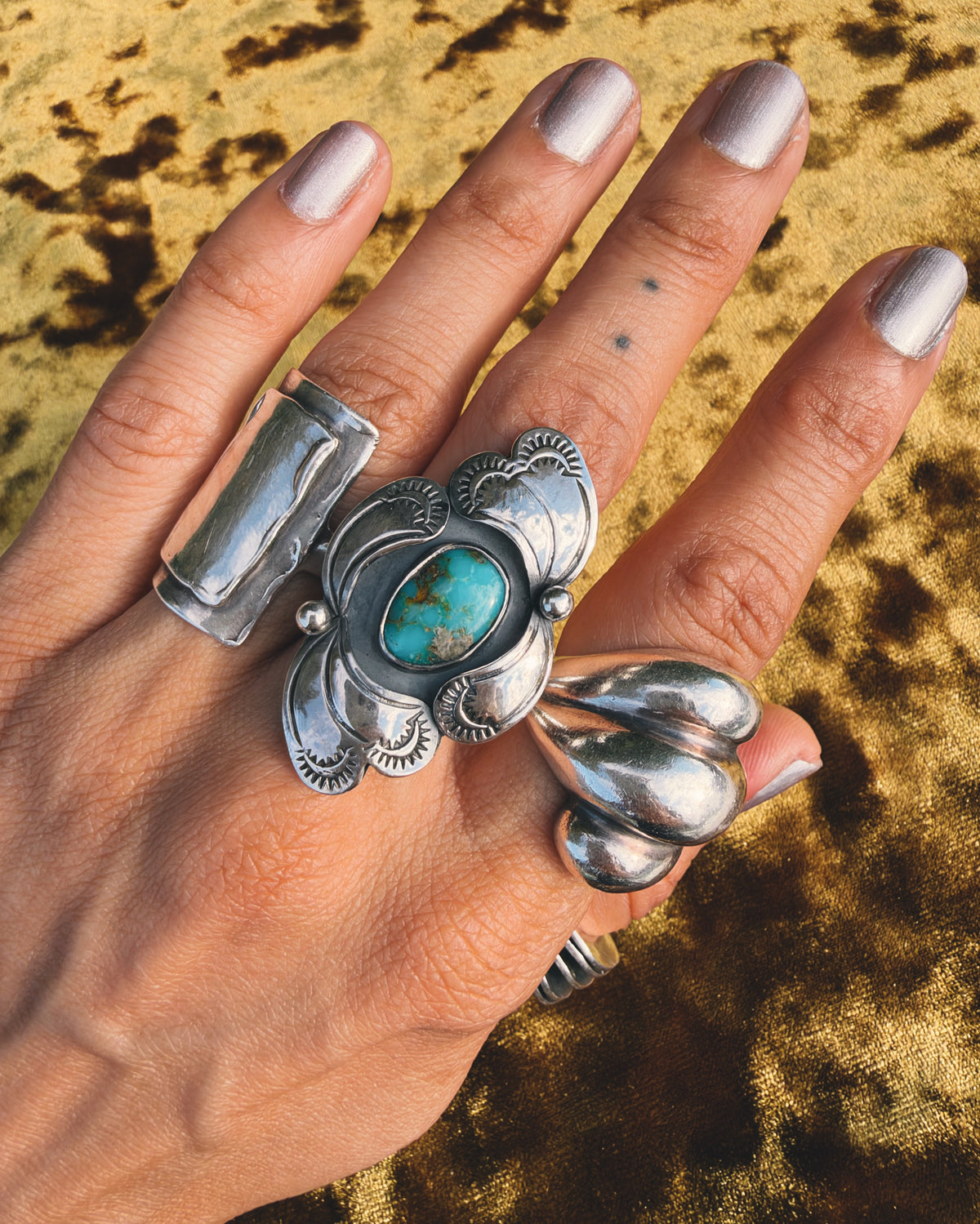 Sterling Paisley Turquoise Ring size 7