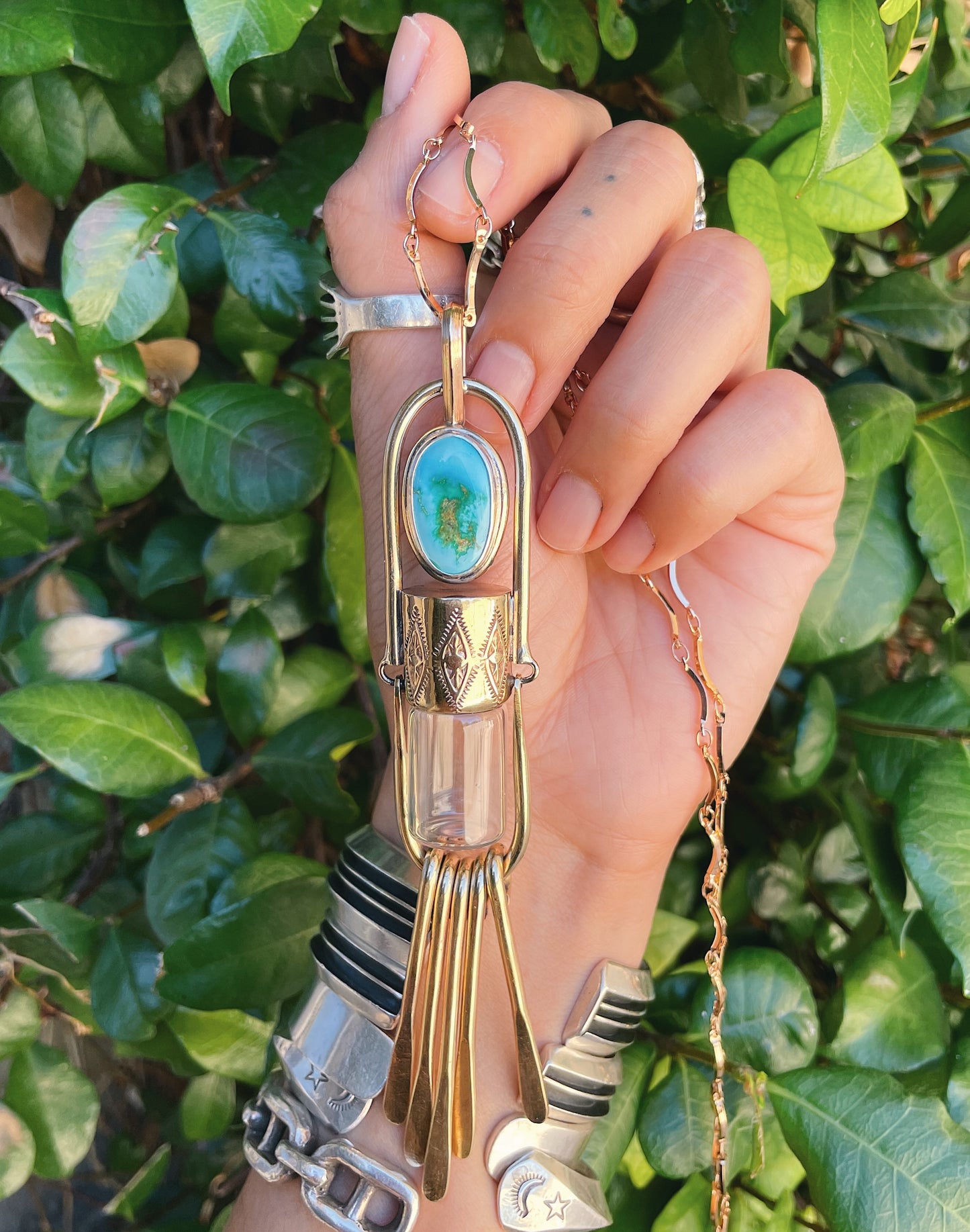 Brass Fringe & Sonoran Turquoise Floater