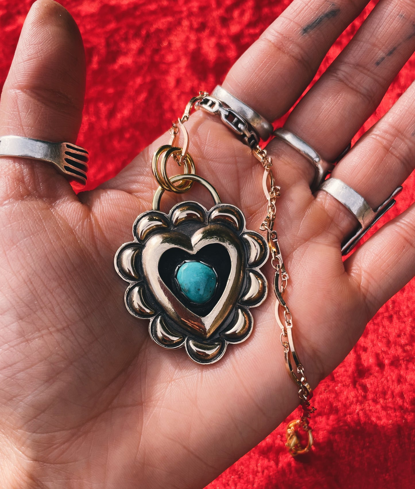 Turquoise Brass Heart shadowbox