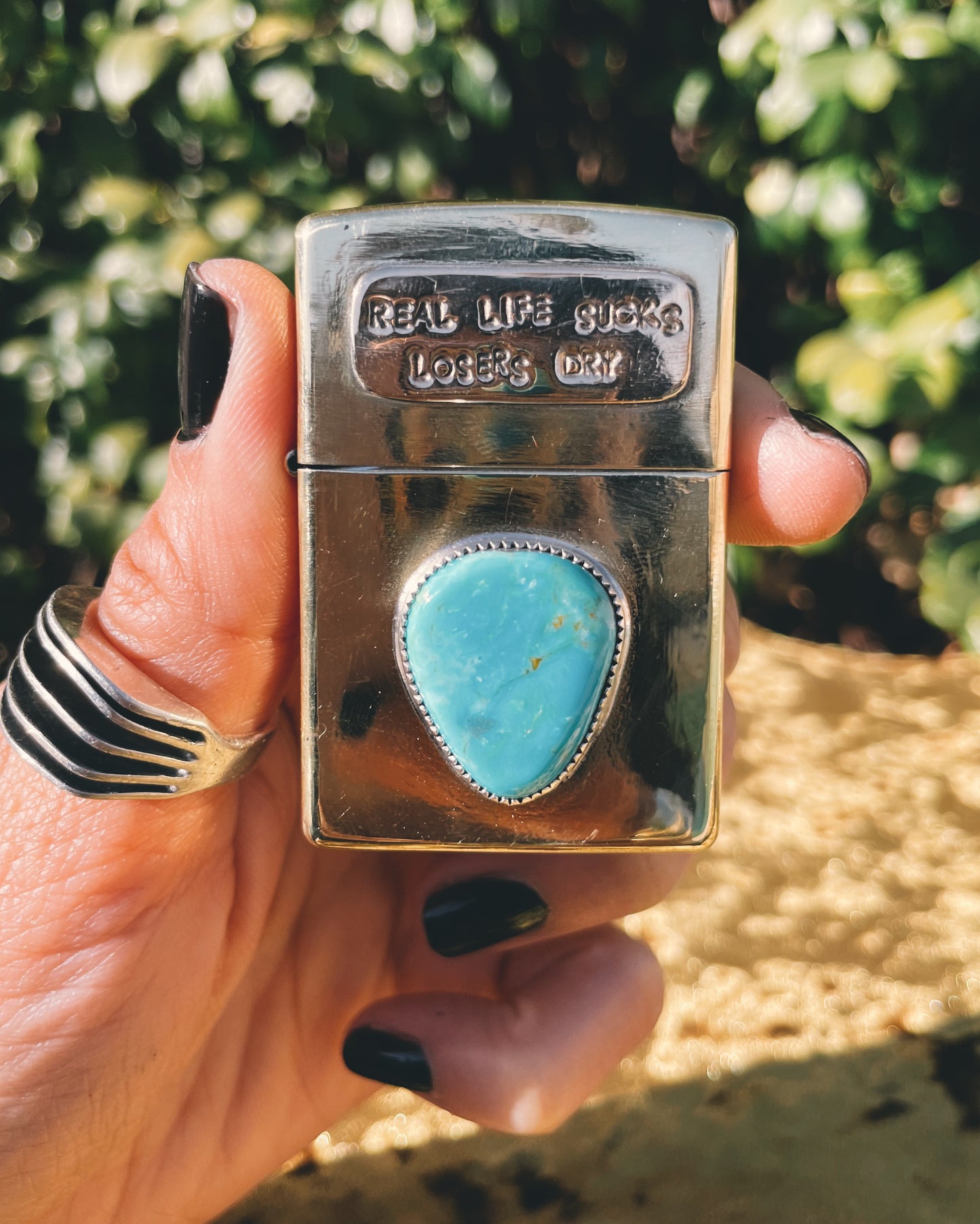 Brass & Turquoise Zippo Lighter