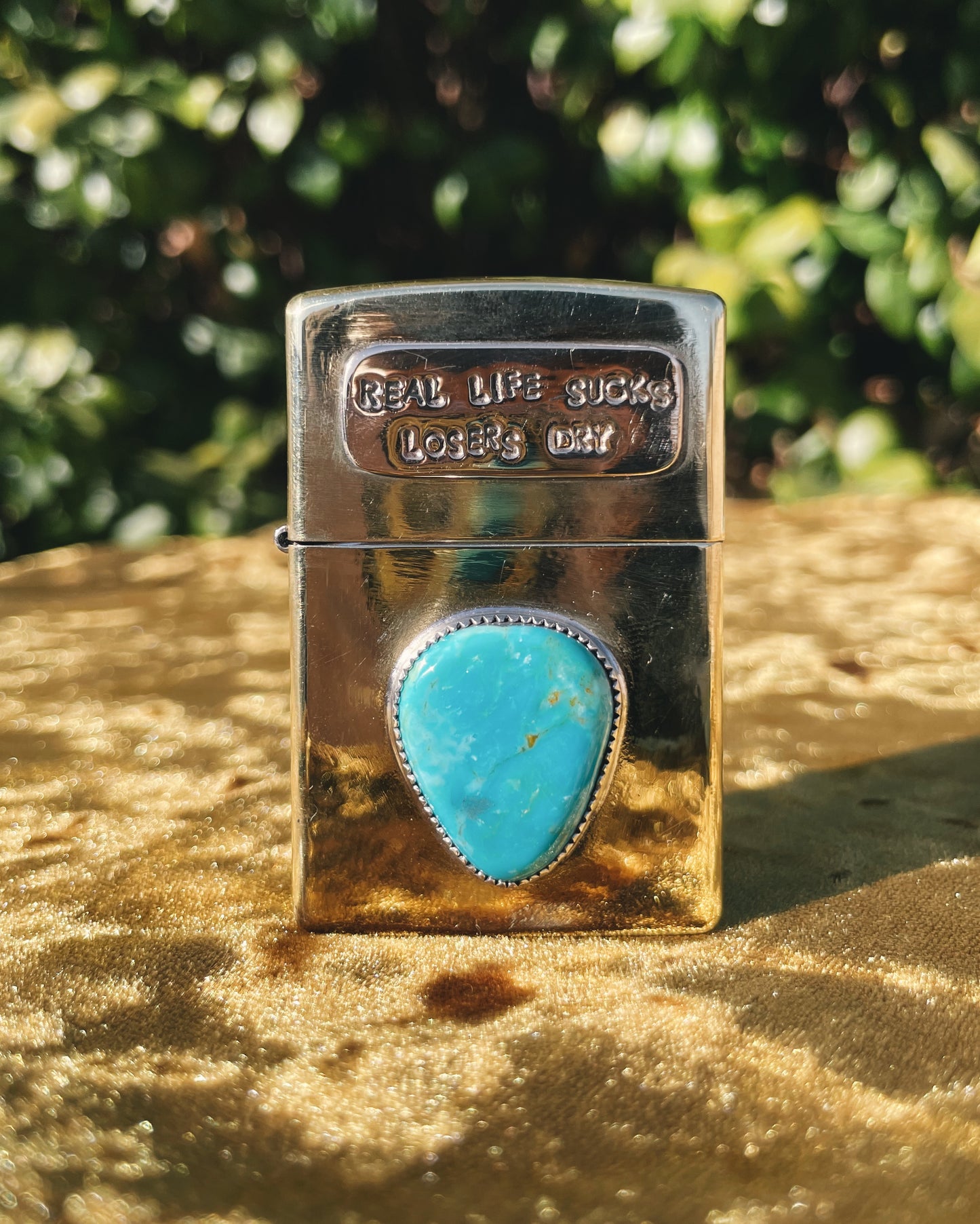 Brass & Turquoise Zippo Lighter