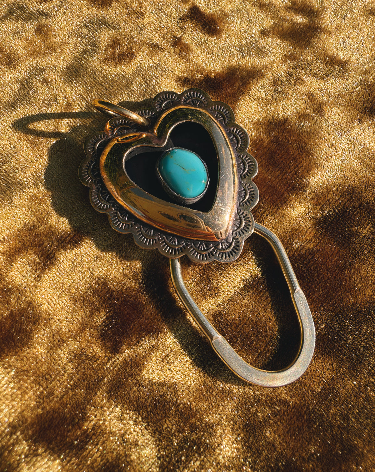 Turquoise Brass Heart shadowbox