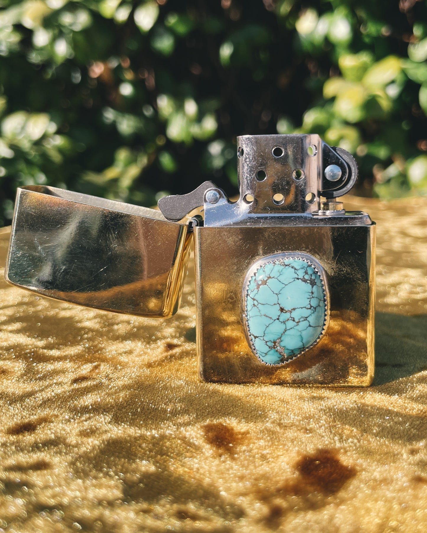 Brass & Turquoise Zippo Lighter