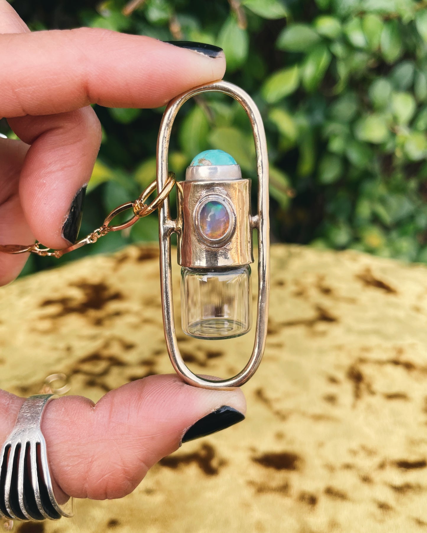 Lucid - Kingman Turquoise + Australian Opal Rollerball Necklace