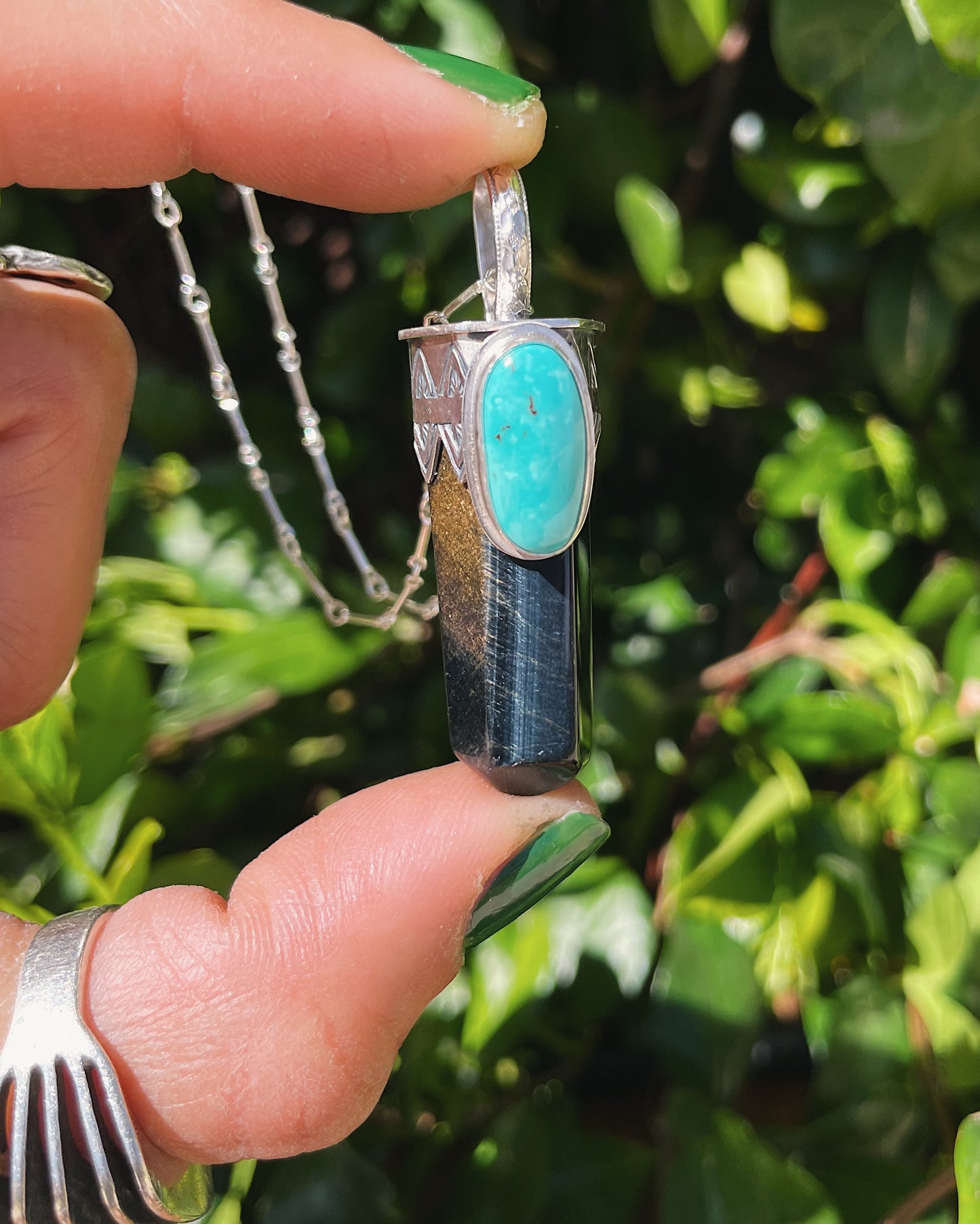 Falcons Eye & Sonoran Turquoise Talisman