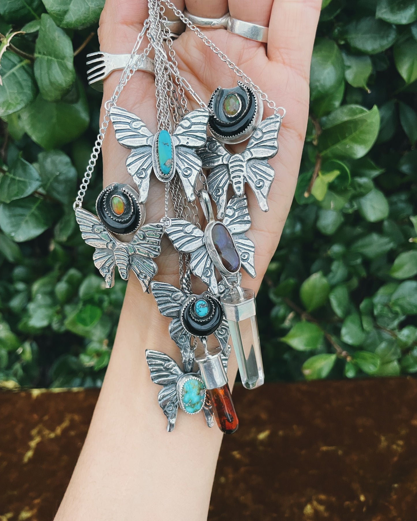 Sterling Moth Pendant Necklace