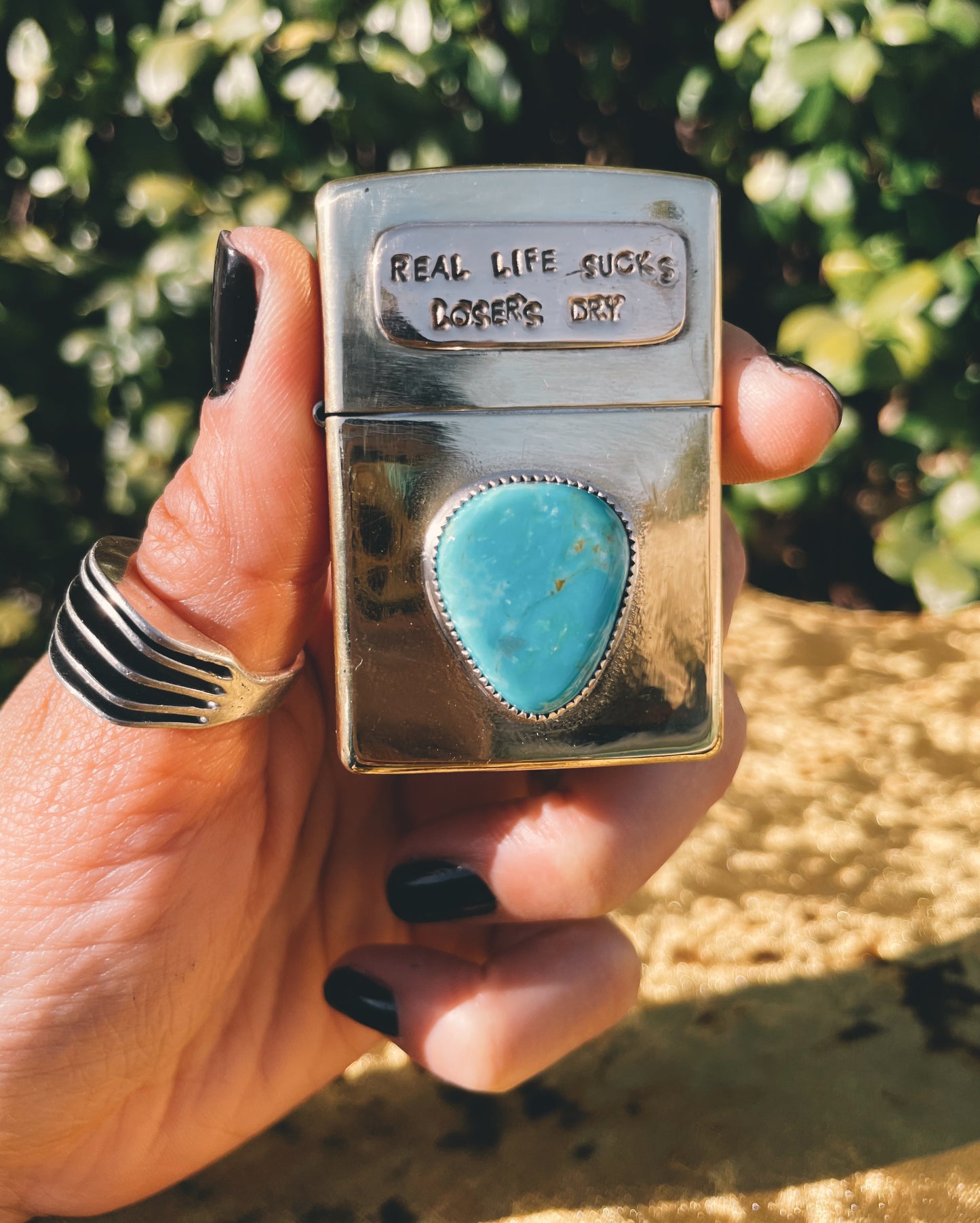 Brass & Turquoise Zippo Lighter