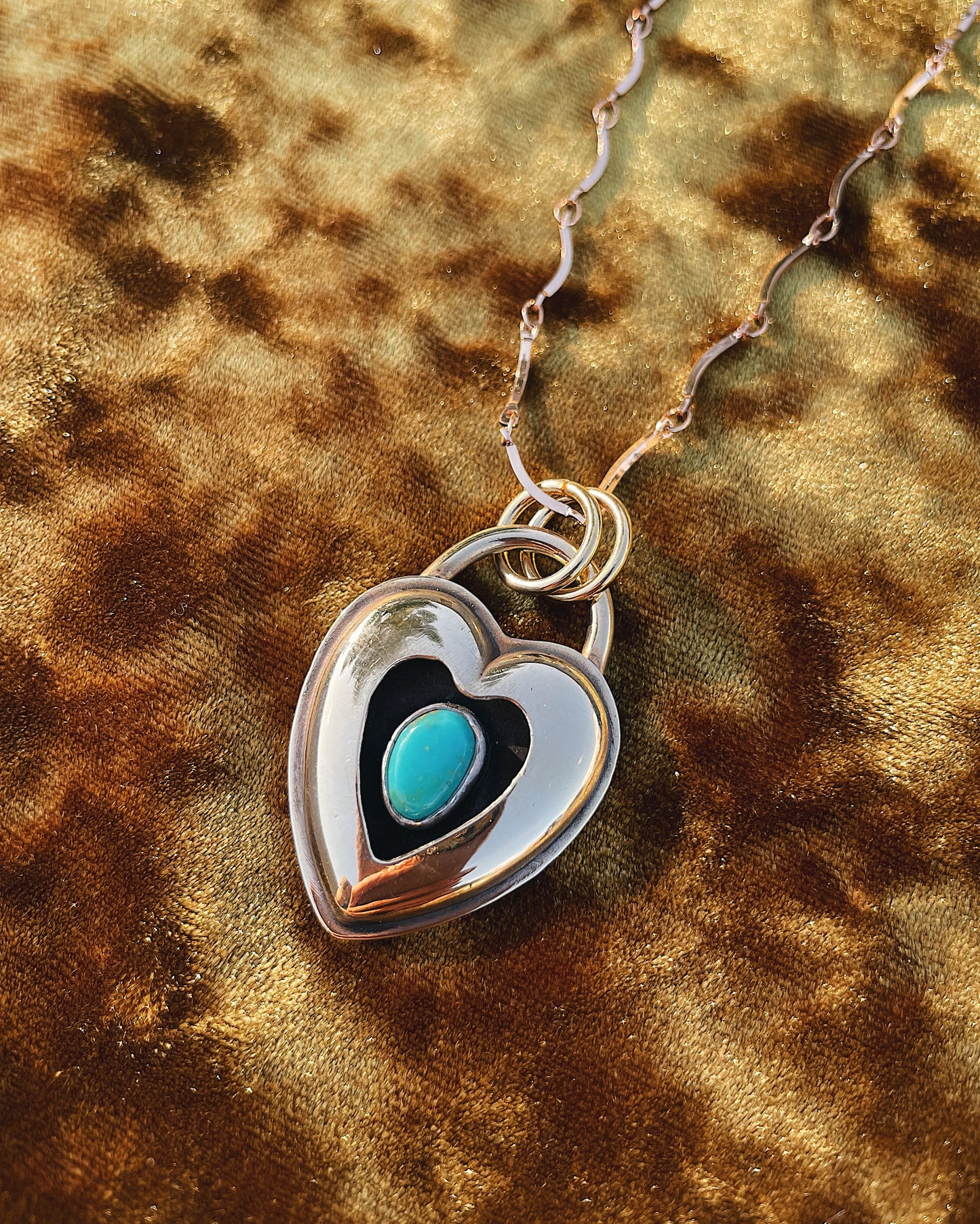 Turquoise Brass Heart shadowbox