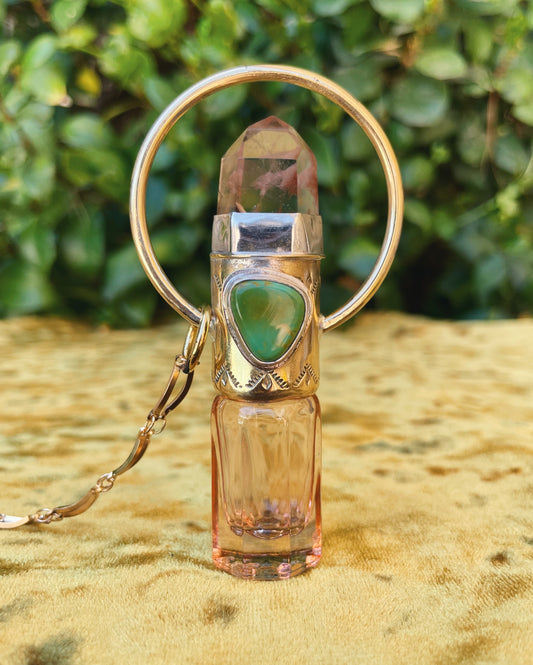 Amphibole Quartz & Turquoise Rollerball Necklace
