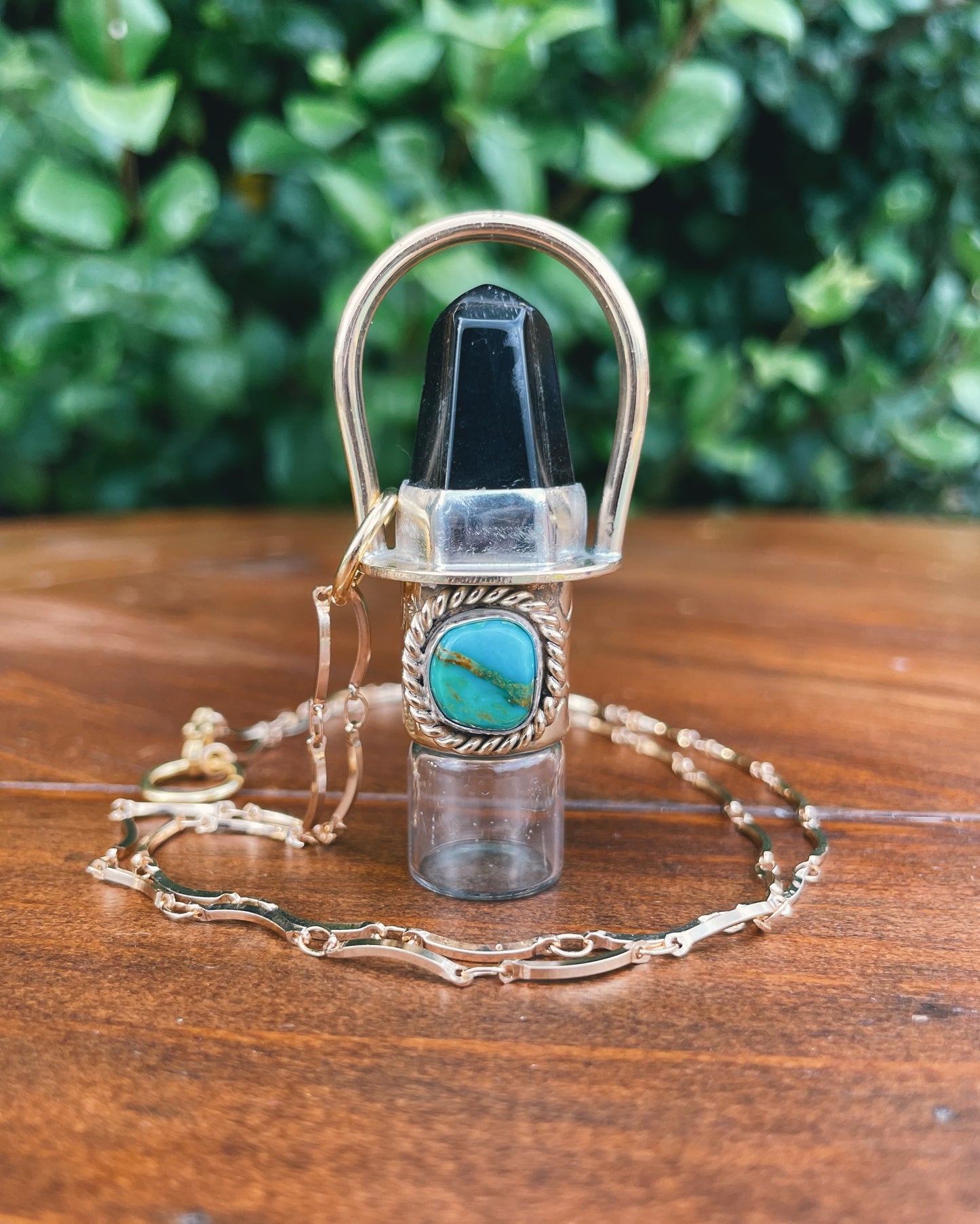 Falcons Eye & Turquoise Rollerball Necklace
