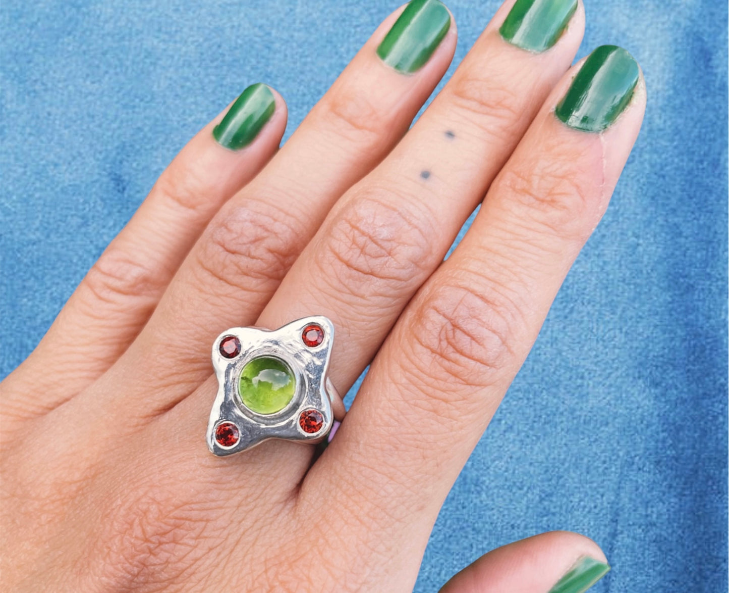 Peridot & Garnet Ring