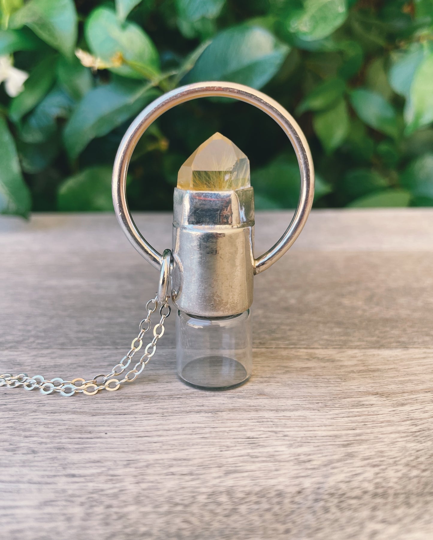 Gold Rutilated Quartz Rollerball Necklace