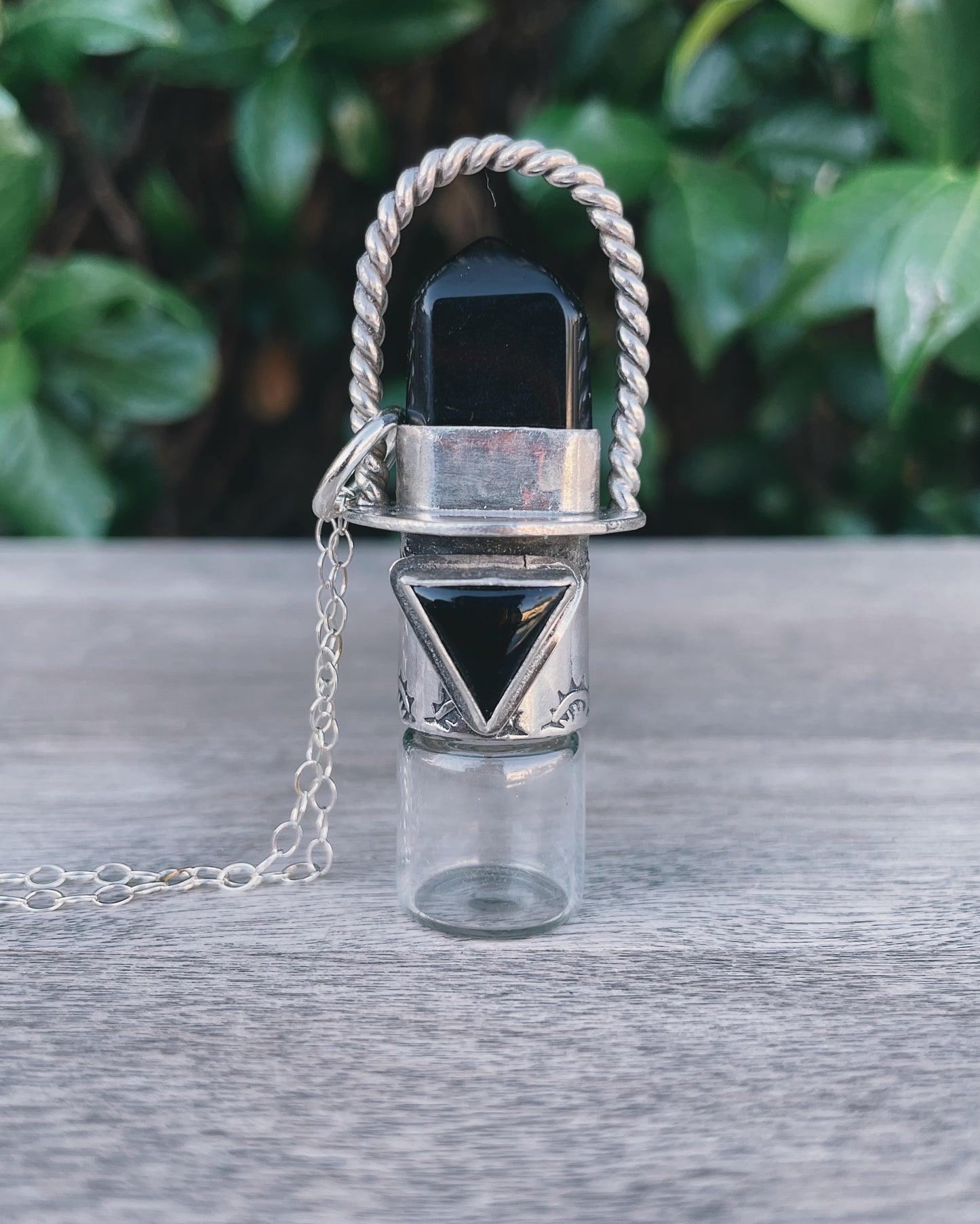 Obsidian + Black Onyx Rollerball Necklace