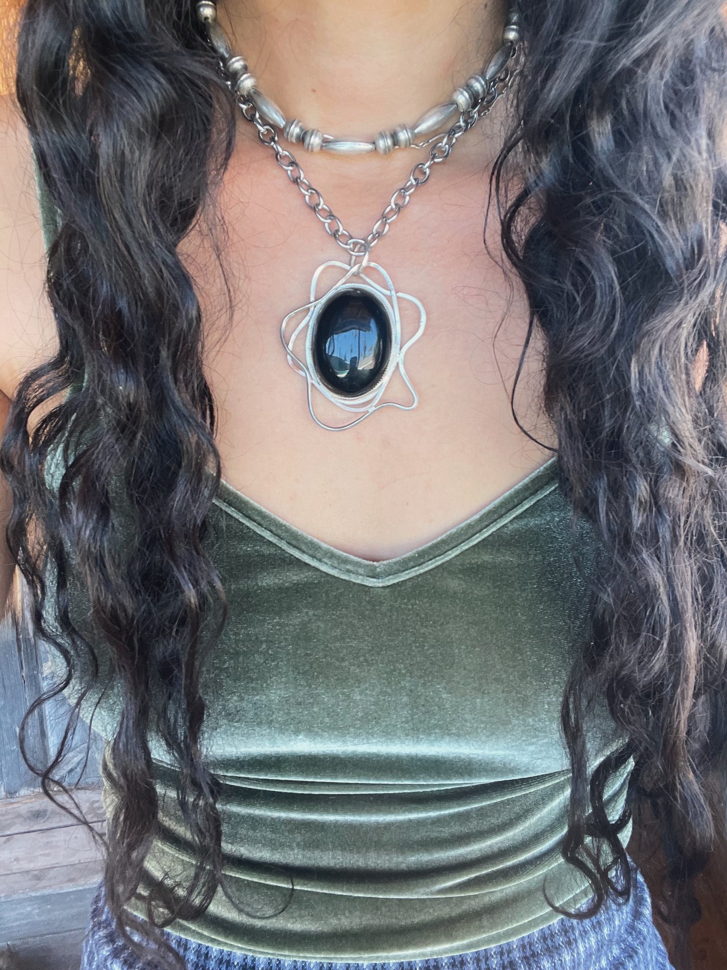 Onyx 3 of Swords Necklace