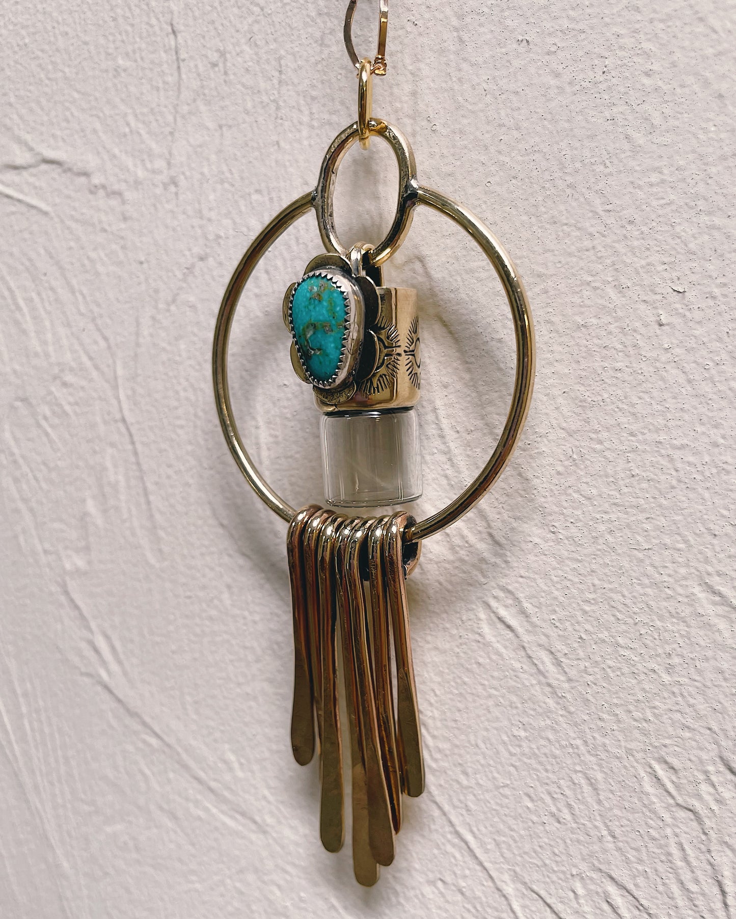 Brass Oleum Dream Catcher - Sonoran Turquoise Rollerball Necklace