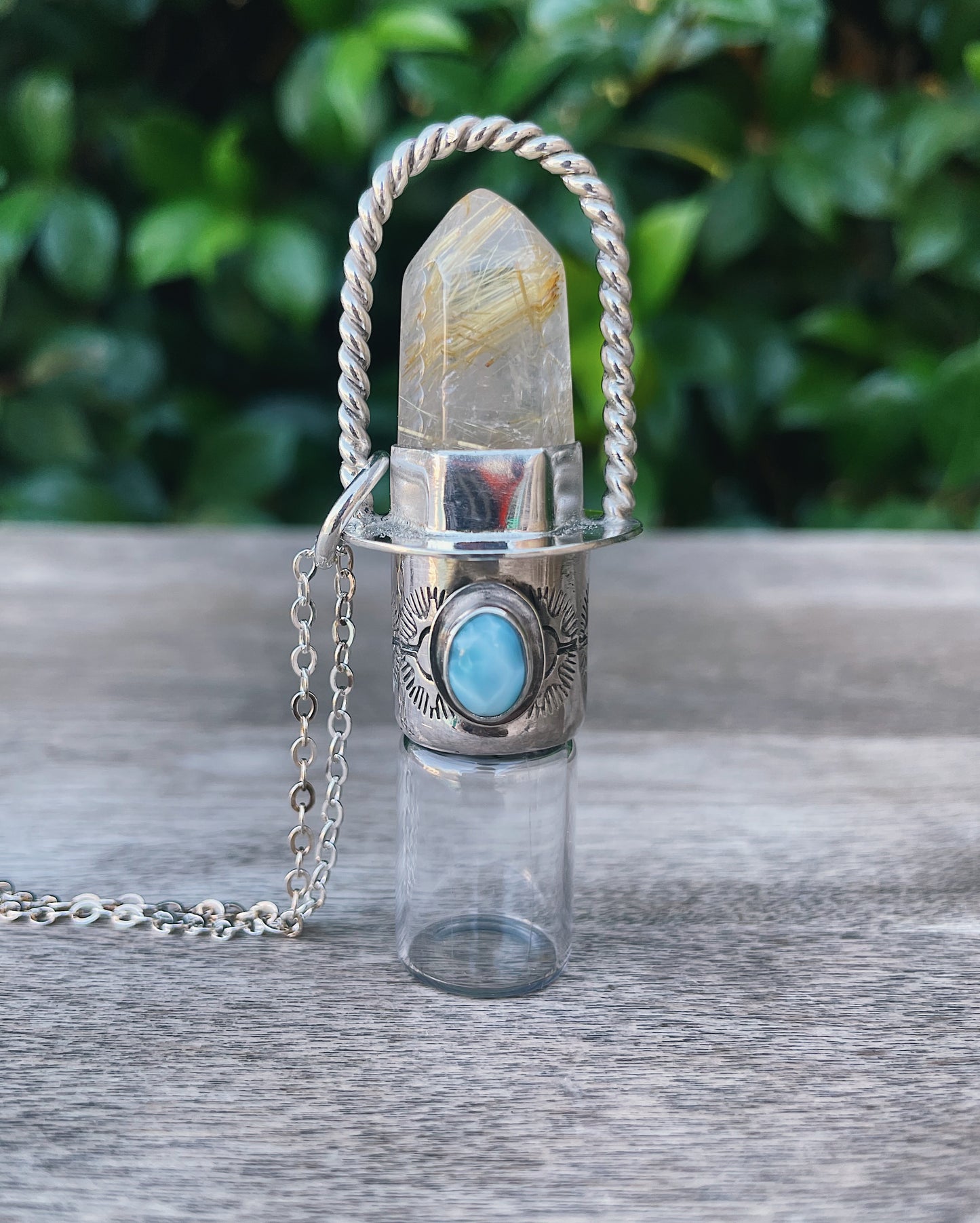 Gold Rutilated Quartz & Larimar