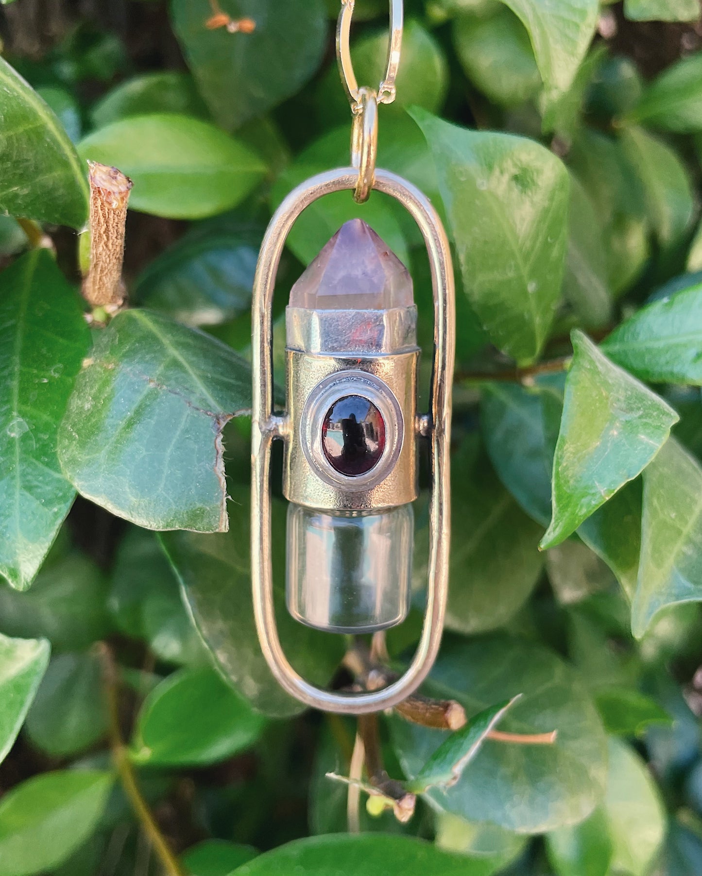 Brass Lucid - Golden Healer + Garnet Rollerball Necklace