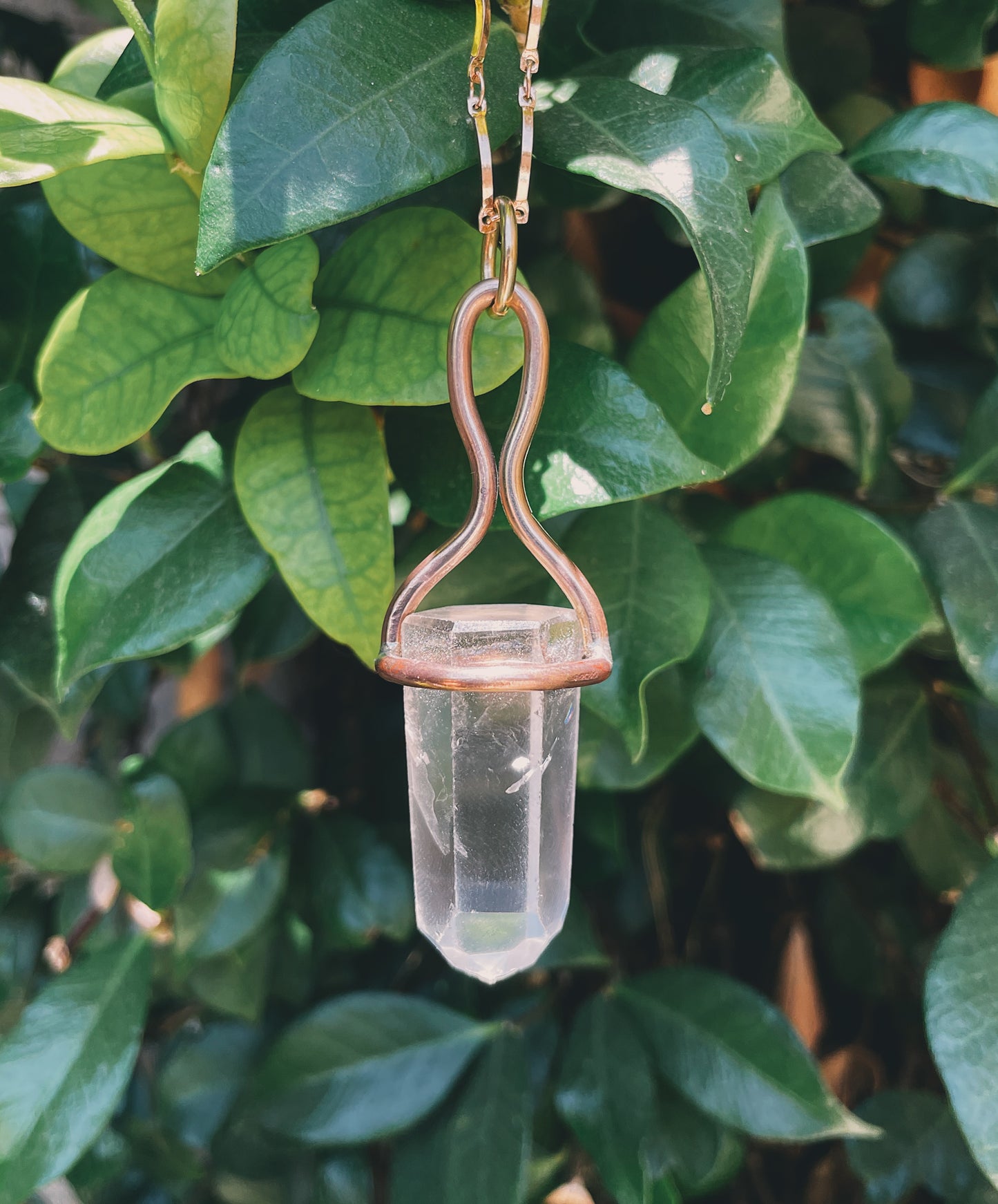Clear Quartz & Red Brass