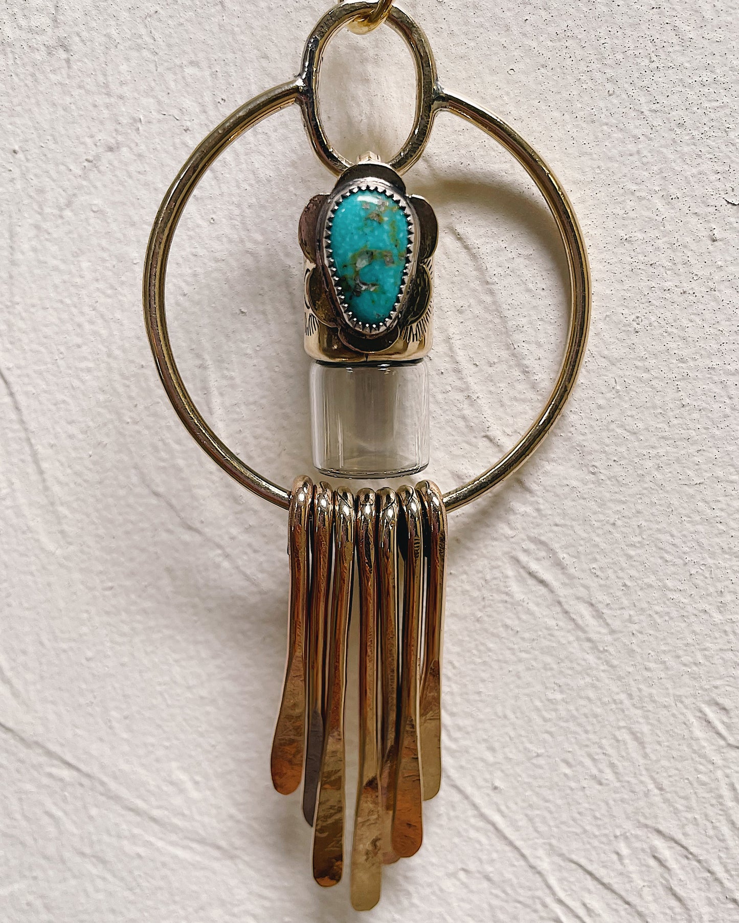 Brass Oleum Dream Catcher - Sonoran Turquoise Rollerball Necklace