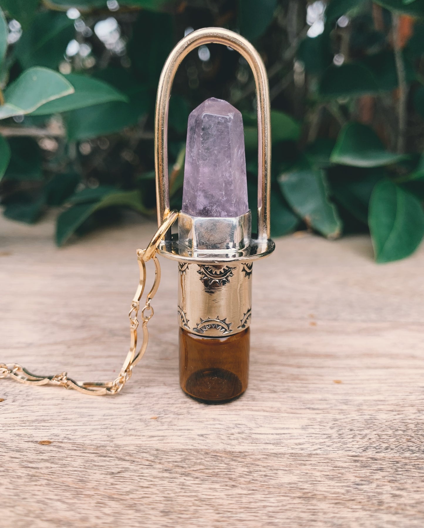Brass Classic - Amethyst Rollerball Necklace