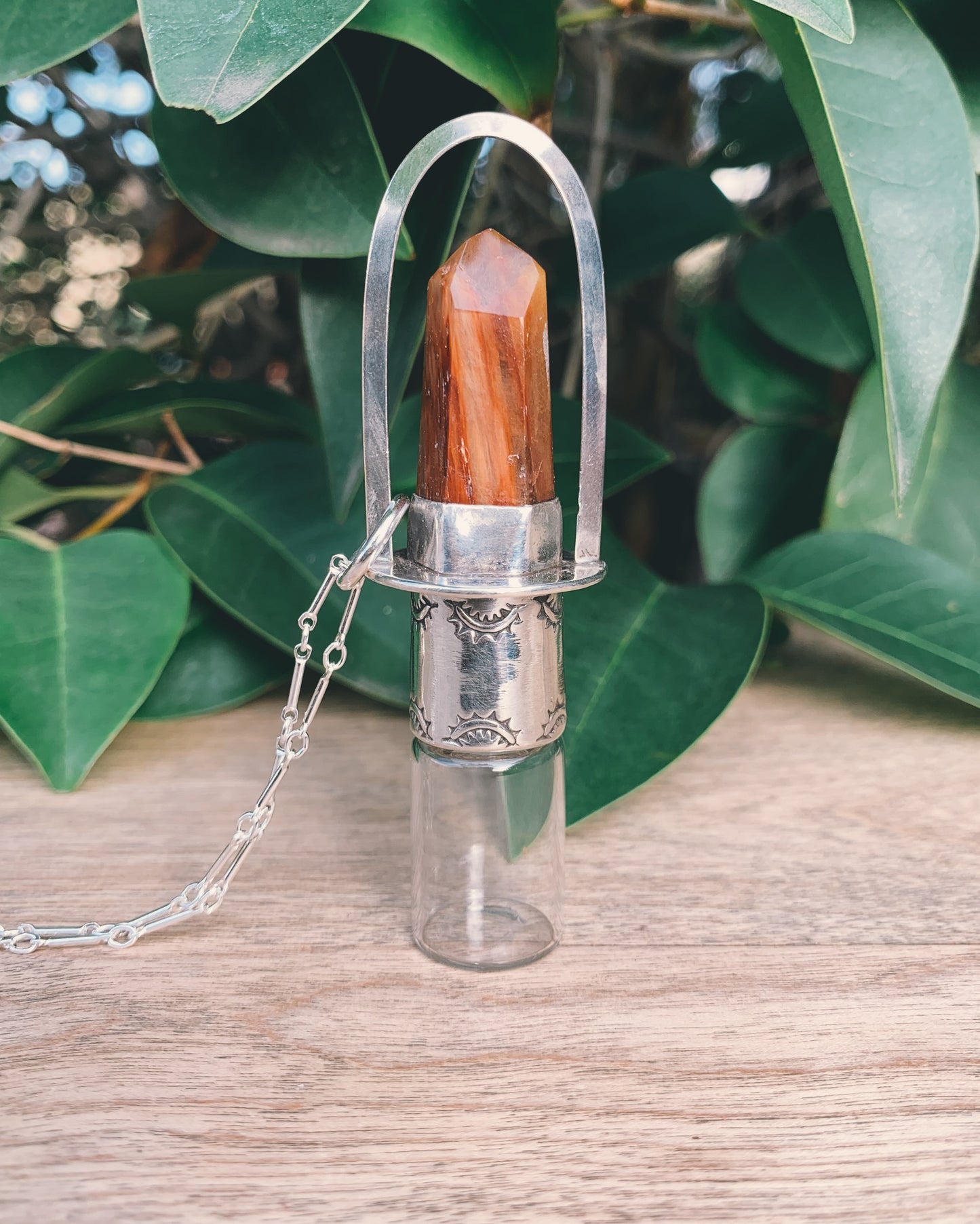 Sterling Silver Classic - Amphibole Quartz Rollerball Necklace
