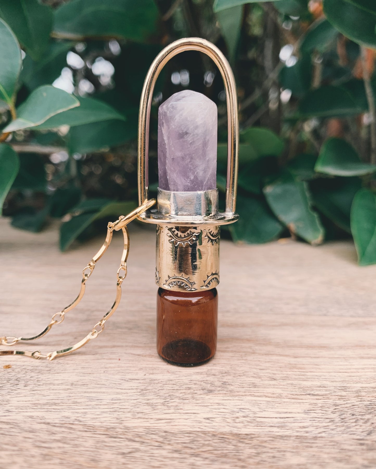 Brass Classic - Amethyst Rollerball Necklace