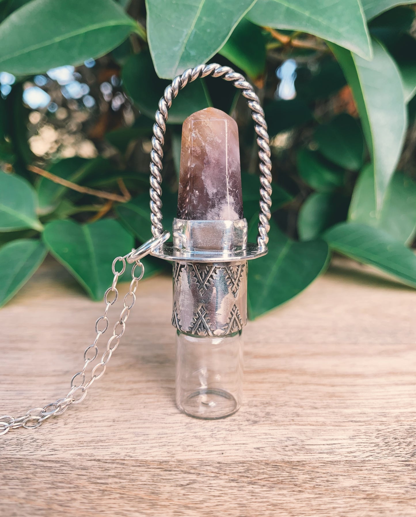 Sterling Silver Classic - Amethyst Golden Healer Rollerball Necklace