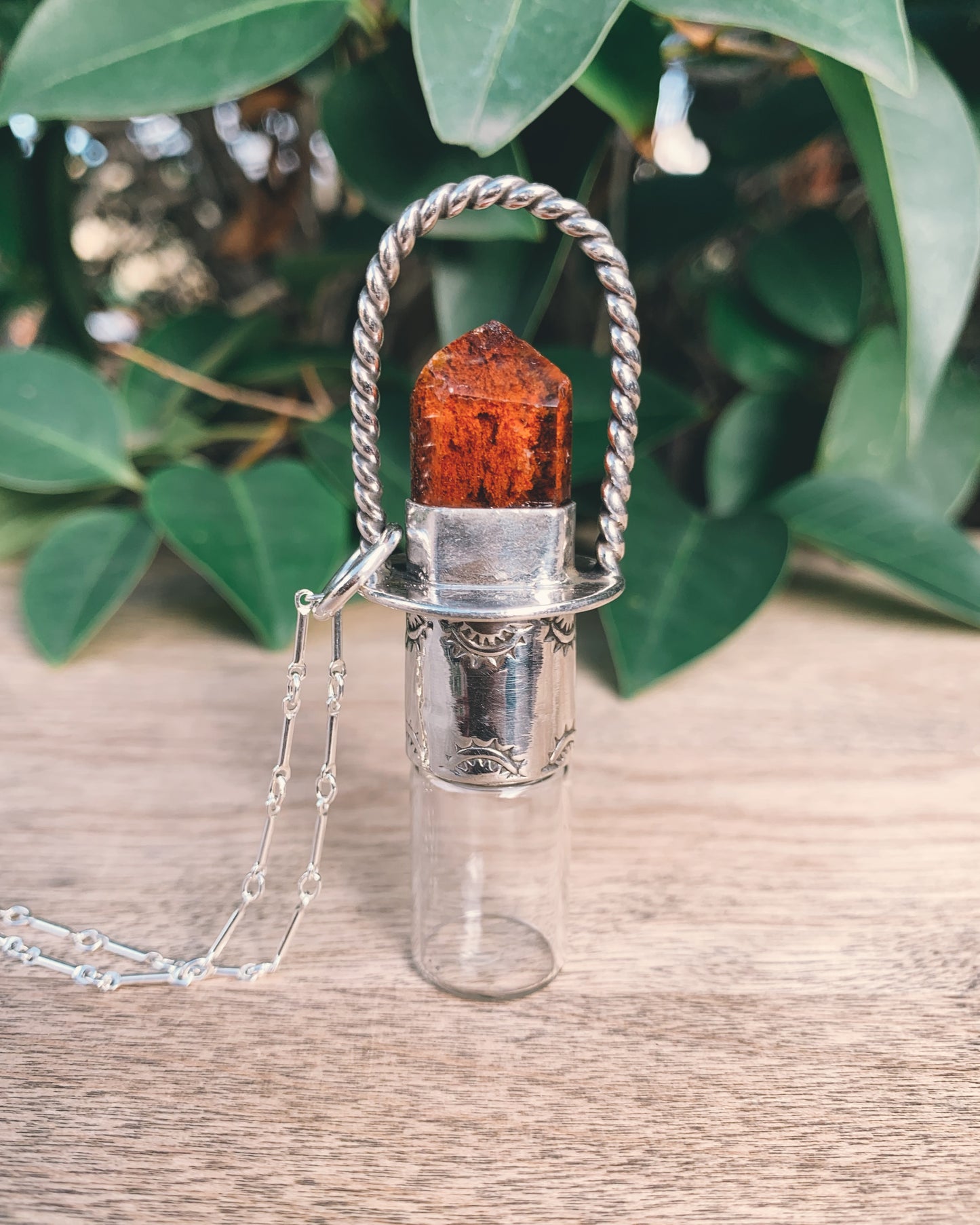 Sterling Silver Classic - Amphibole Quartz Rollerball Necklace