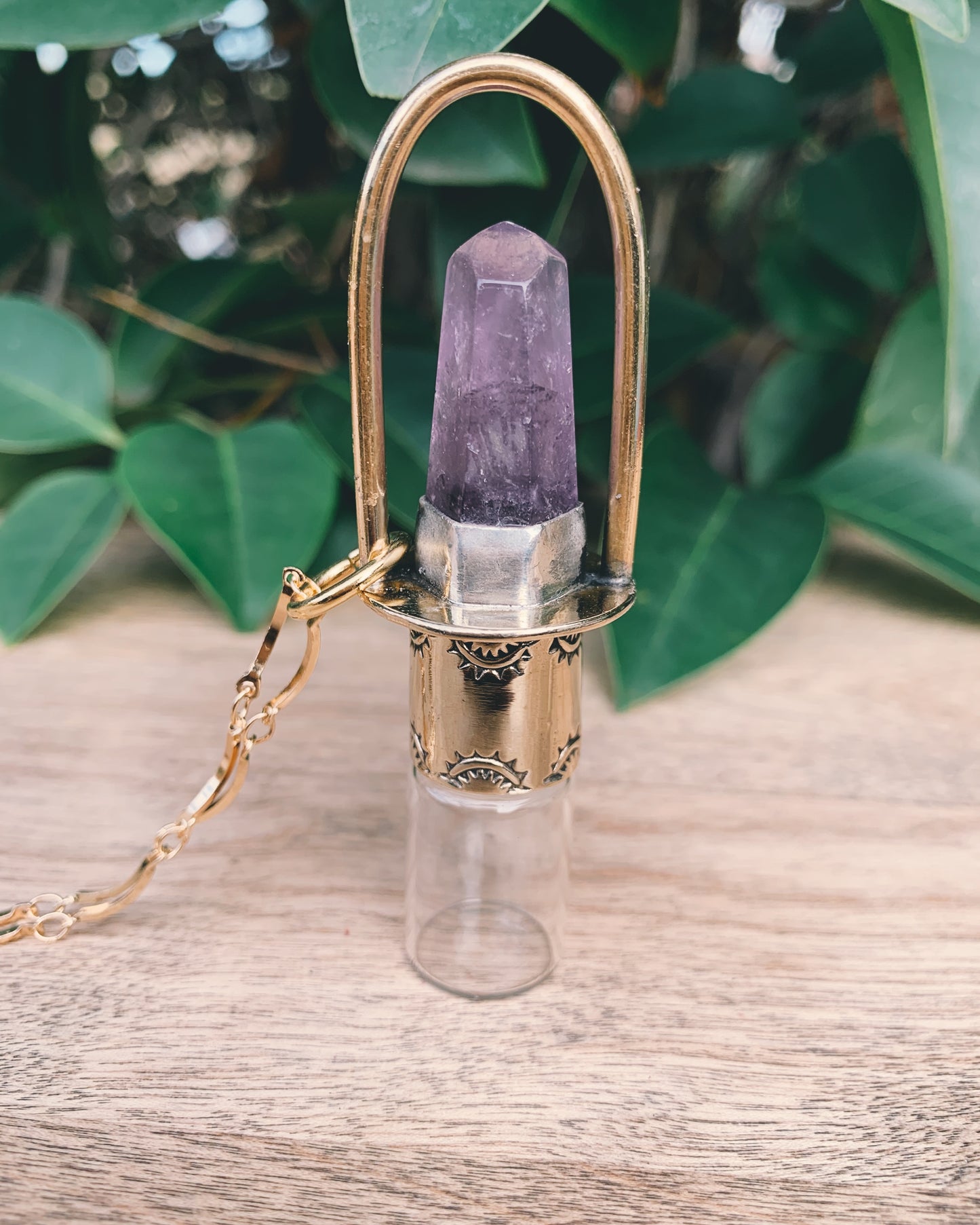 Brass Classic - Amethyst Rollerball Necklace