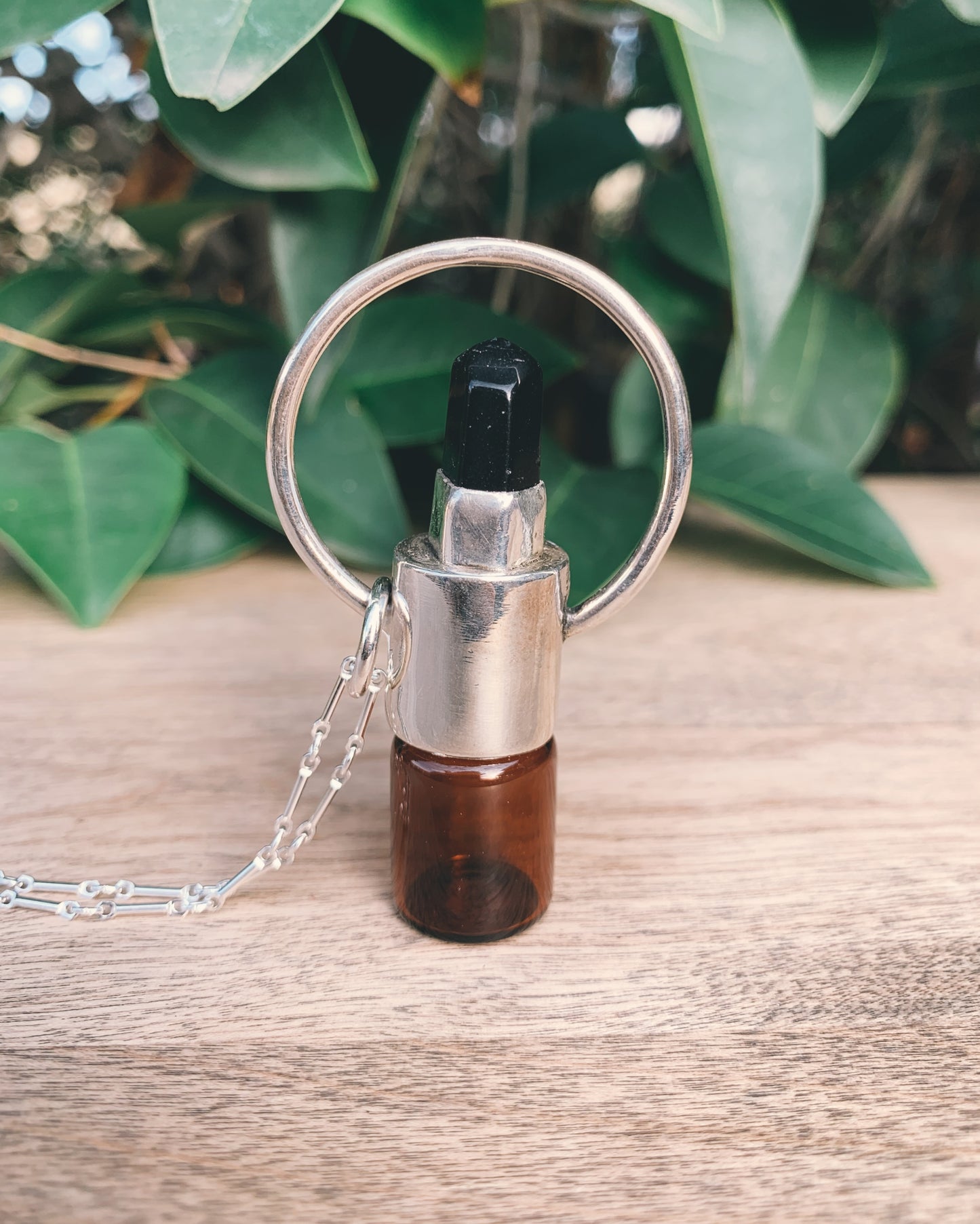 Sterling Silver Horizon - Obsidian Rollerball Necklace
