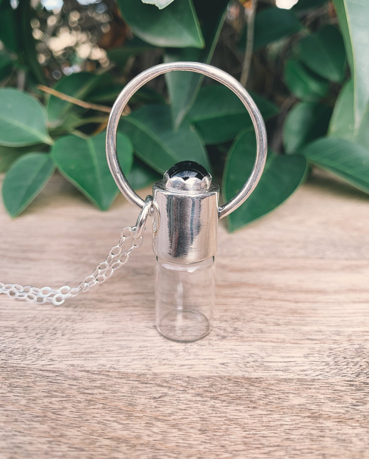 Sterling Silver Horizon - Black Onyx Rollerball Necklace