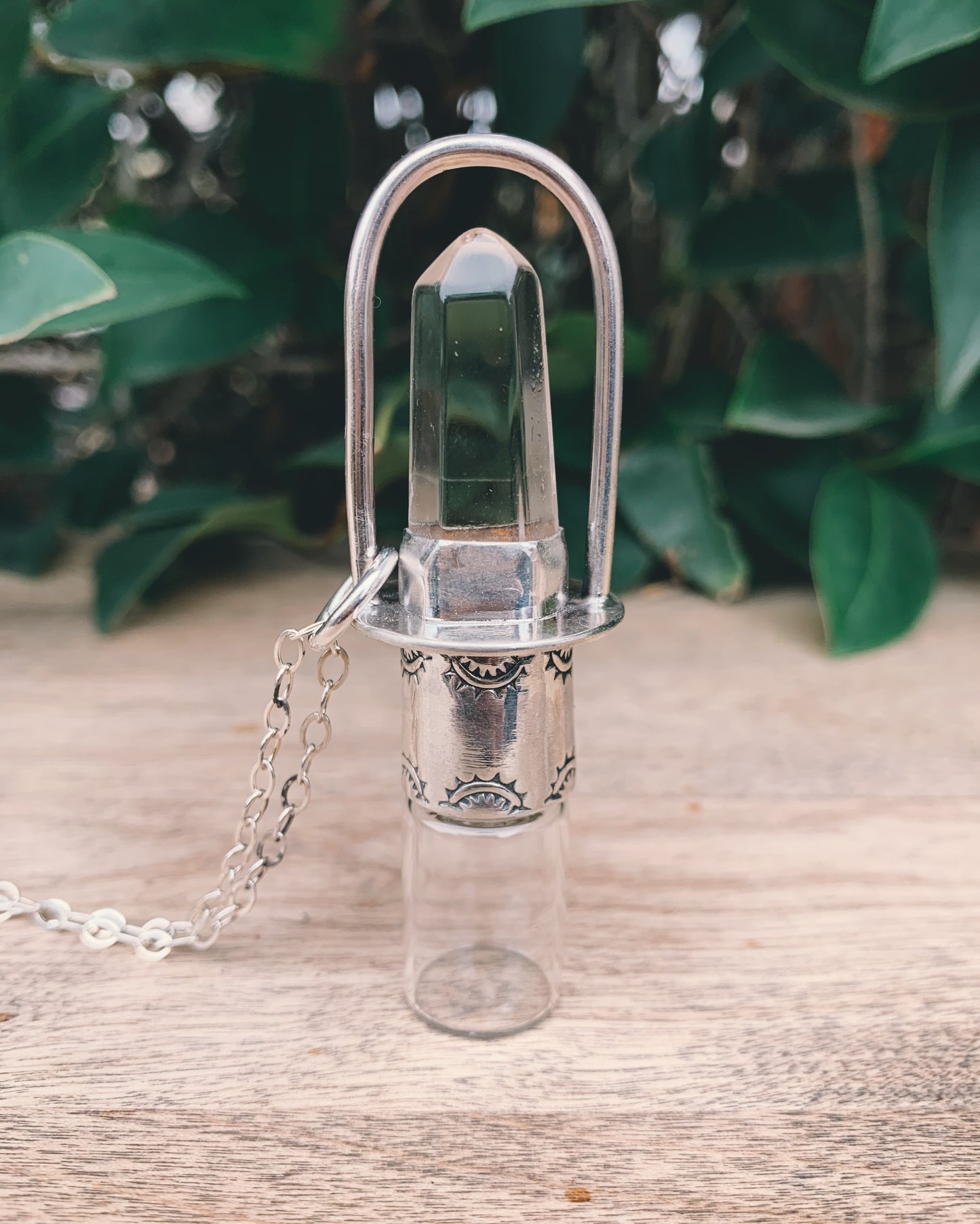 Sterling Silver Classic - Clear Quartz Rollerball Necklace