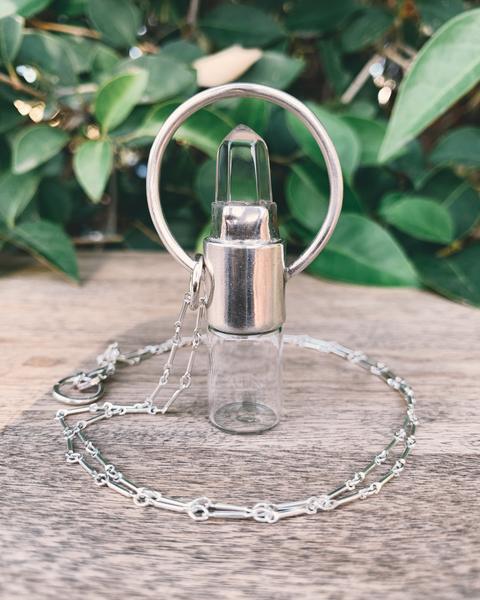 Horizon - Clear Quartz and Sterling Silver Rollerball Necklace