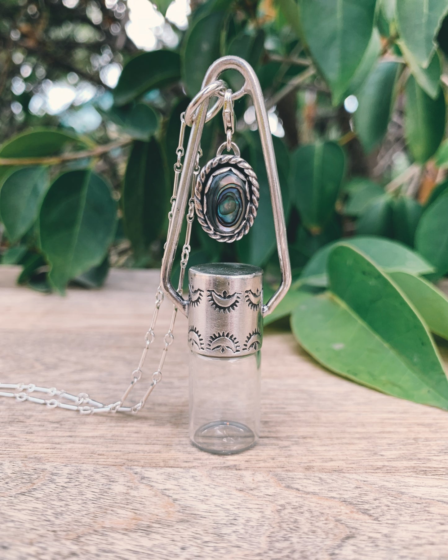 Sterling Silver Charm - Abalone Rollerball Necklace