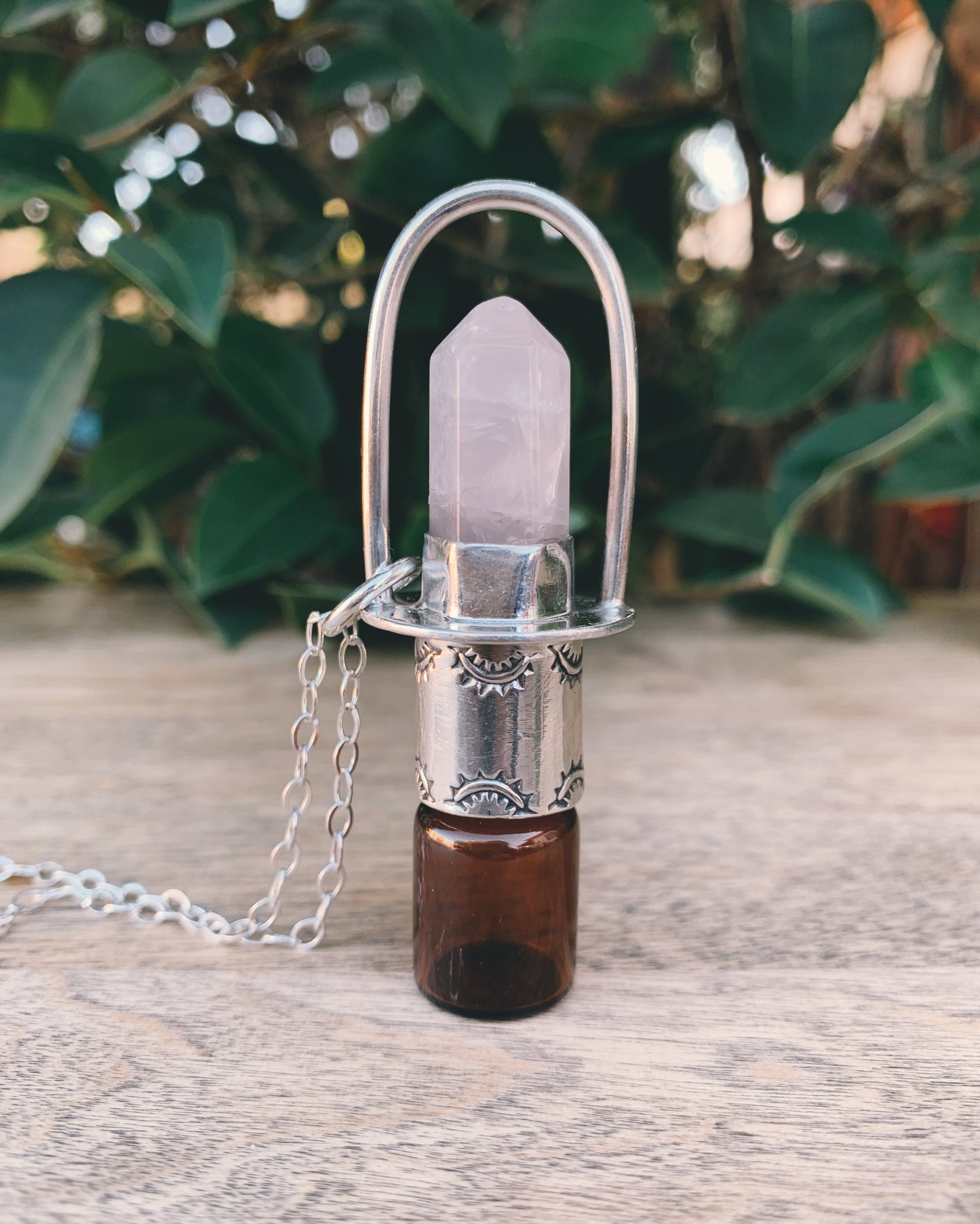 Sterling Classic - Rose Quartz Rollerball Necklace