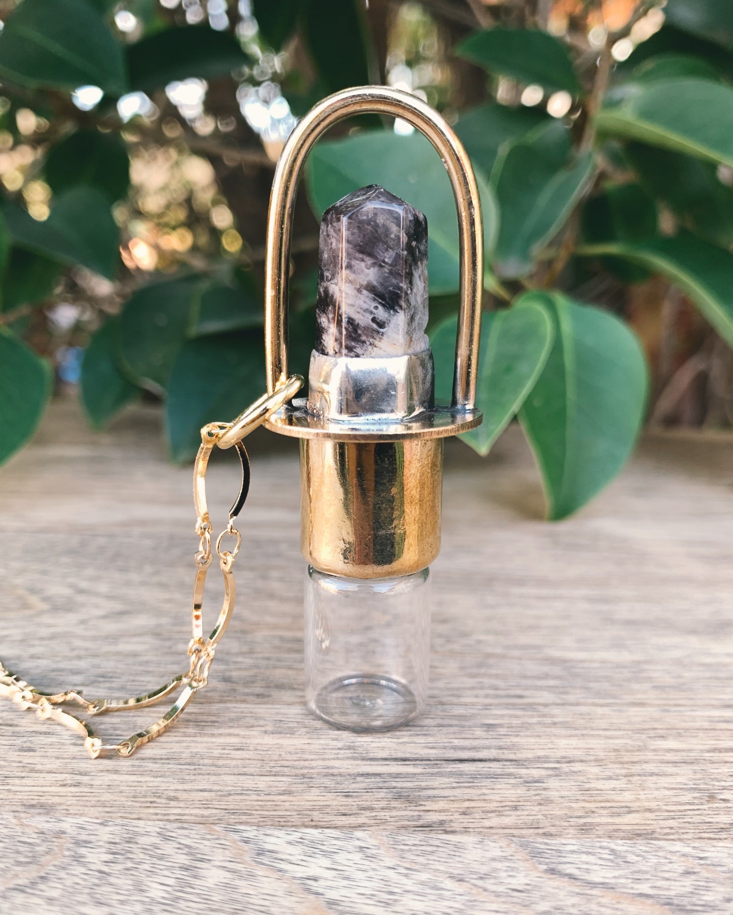 Classic - Super 7 and Brass Rollerball Necklace