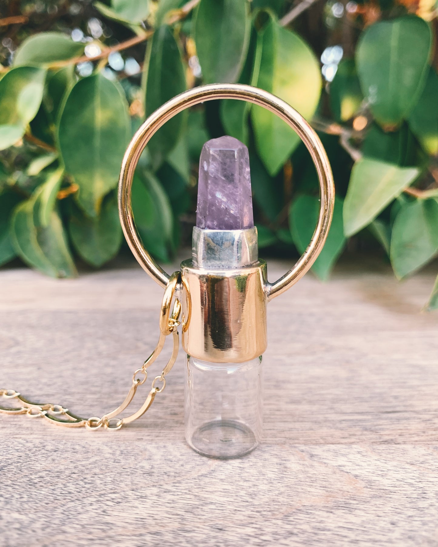 Brass Horizon - Amethyst Rollerball Necklace