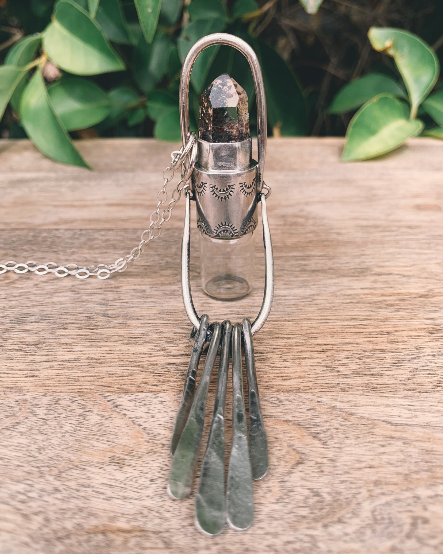 Fringe - Lodolite and Sterling Silver Rollerball Necklace