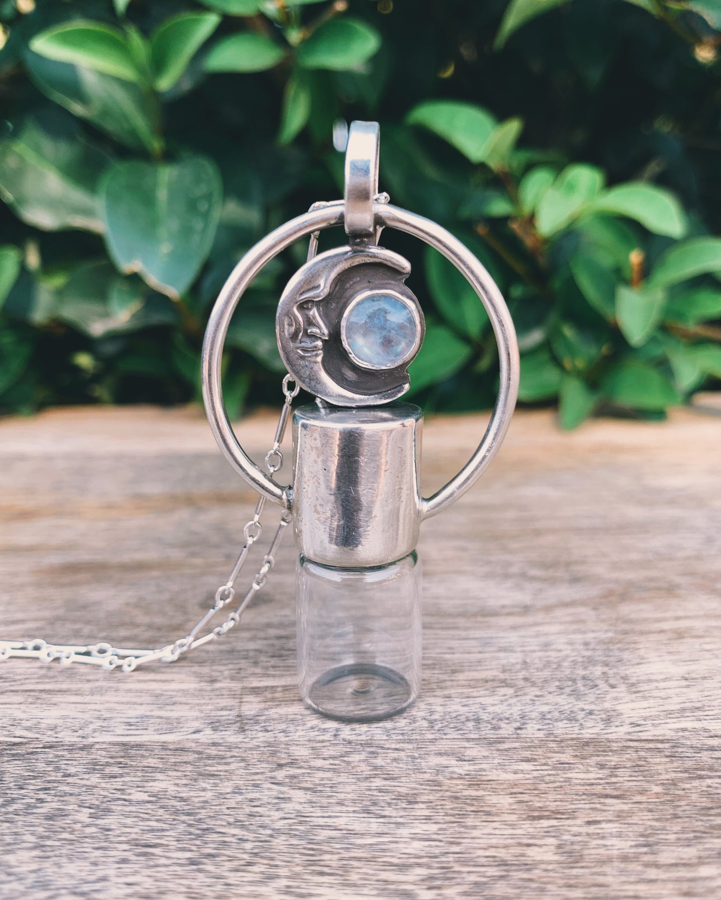 Moonstone and Sterling Silver Horizon Rollerball Necklace