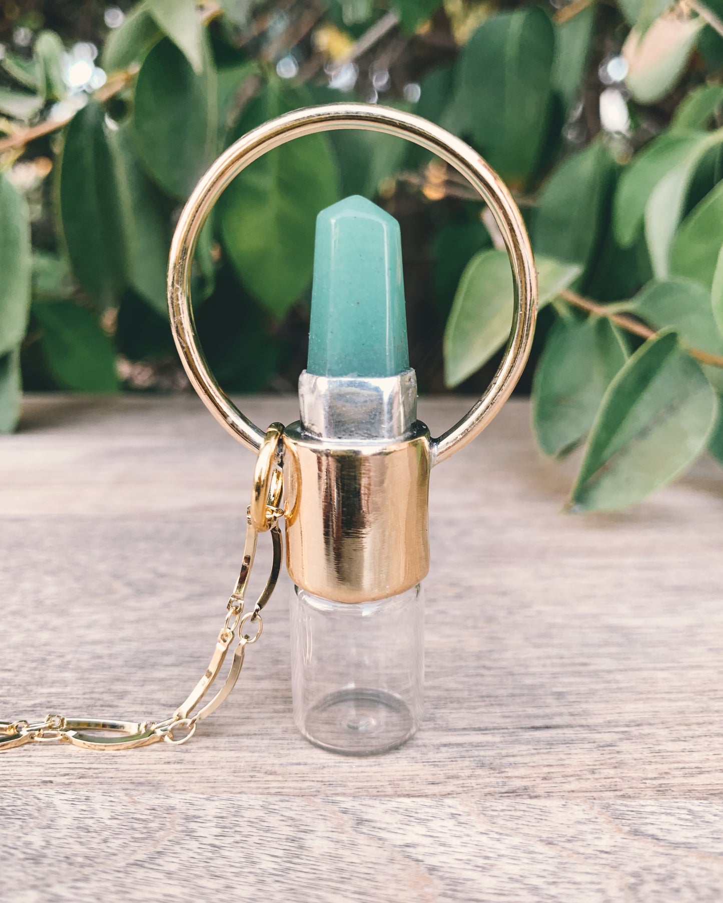 Brass Horizon - Green Aventurine Rollerball Necklace