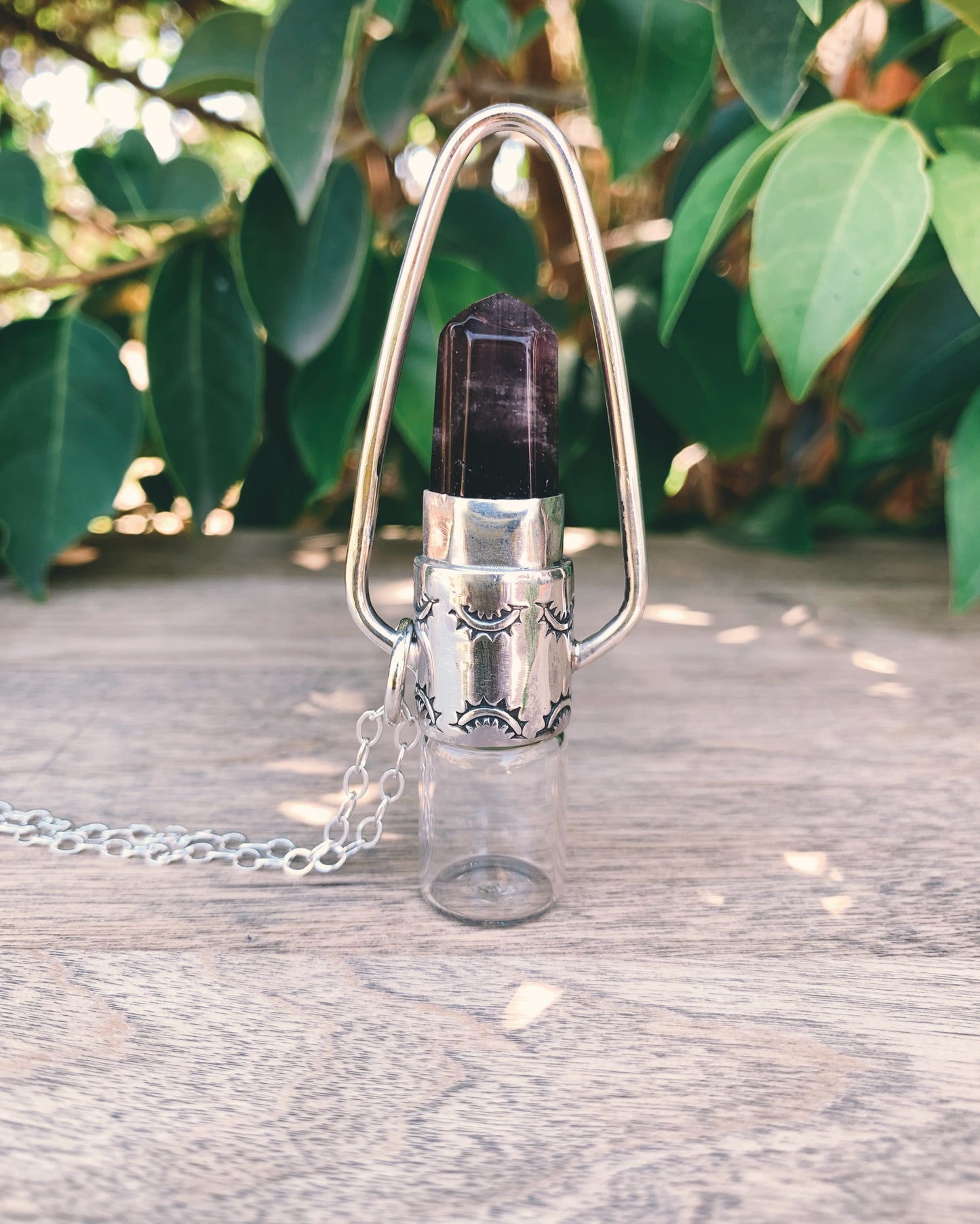 Sterling Silver Geometric - Super 7 Rollerball Necklace