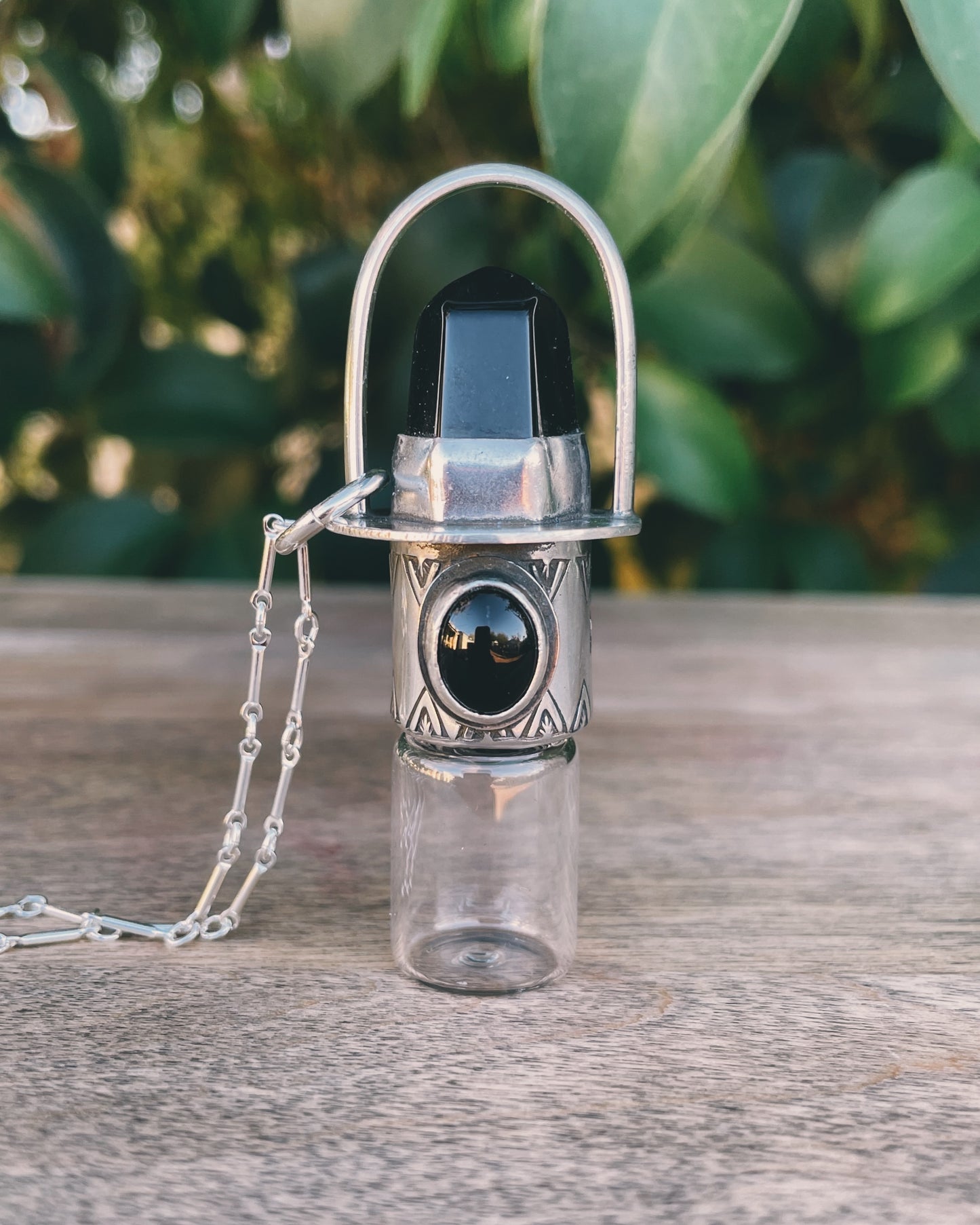 Sterling Silver Classic - Obsidian + Black Onyx Rollerball Necklace
