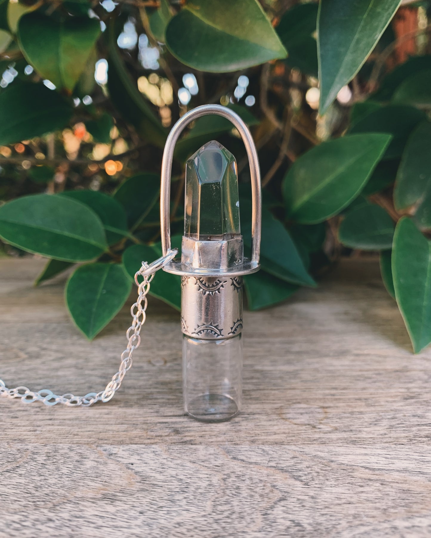 Sterling Silver Classic - Clear Quartz Rollerball Necklace